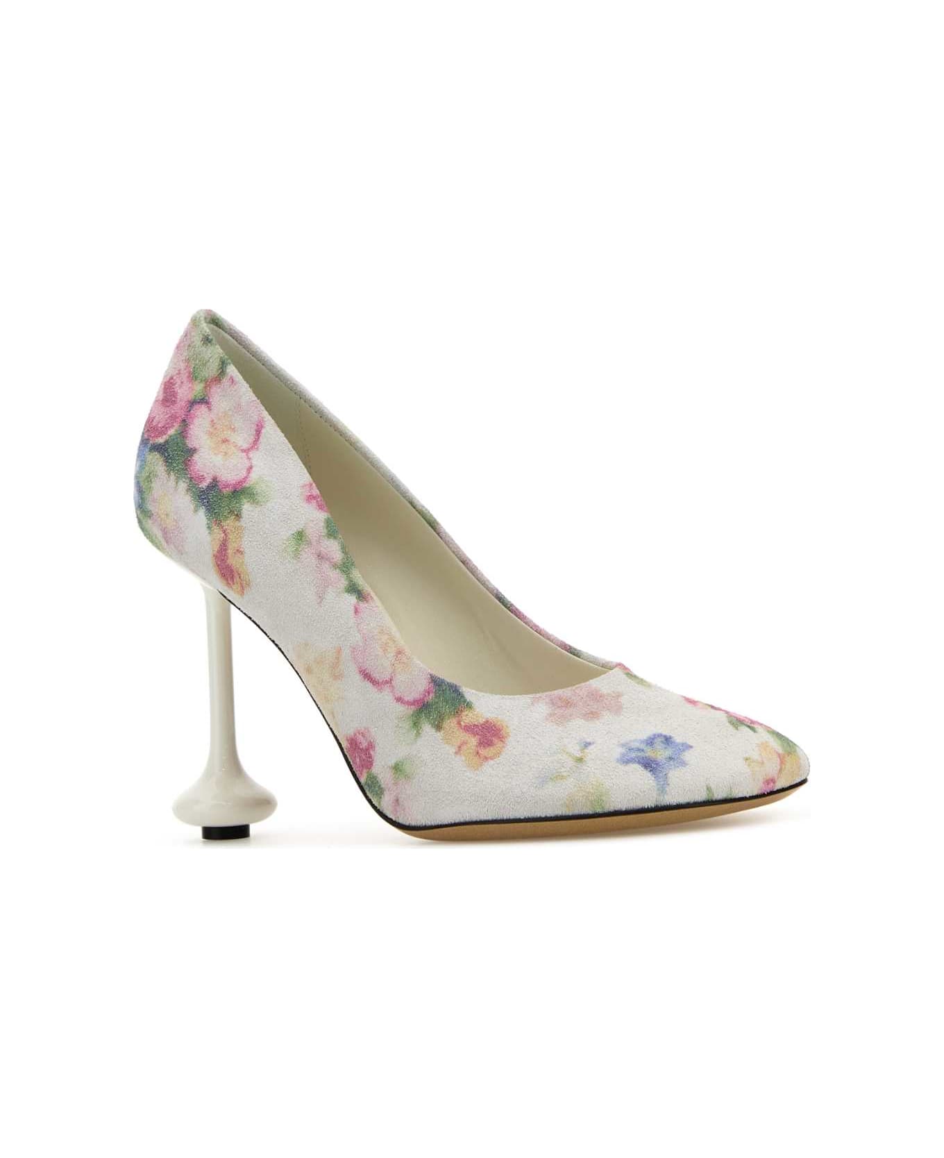 Loewe Printed Suede Toy Pumps - WHITEPINKMULTICOLOR