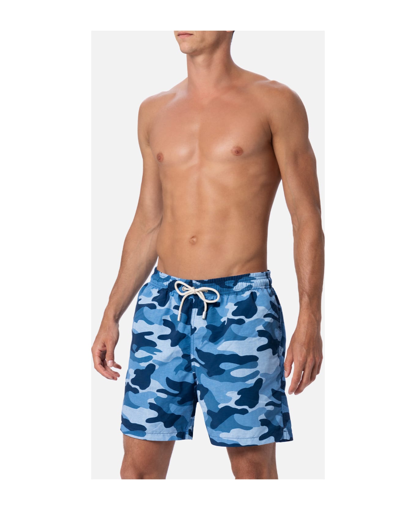 MC2 Saint Barth Man Mid-length Gustavia Swim-shorts With Camouflage Print - SKY