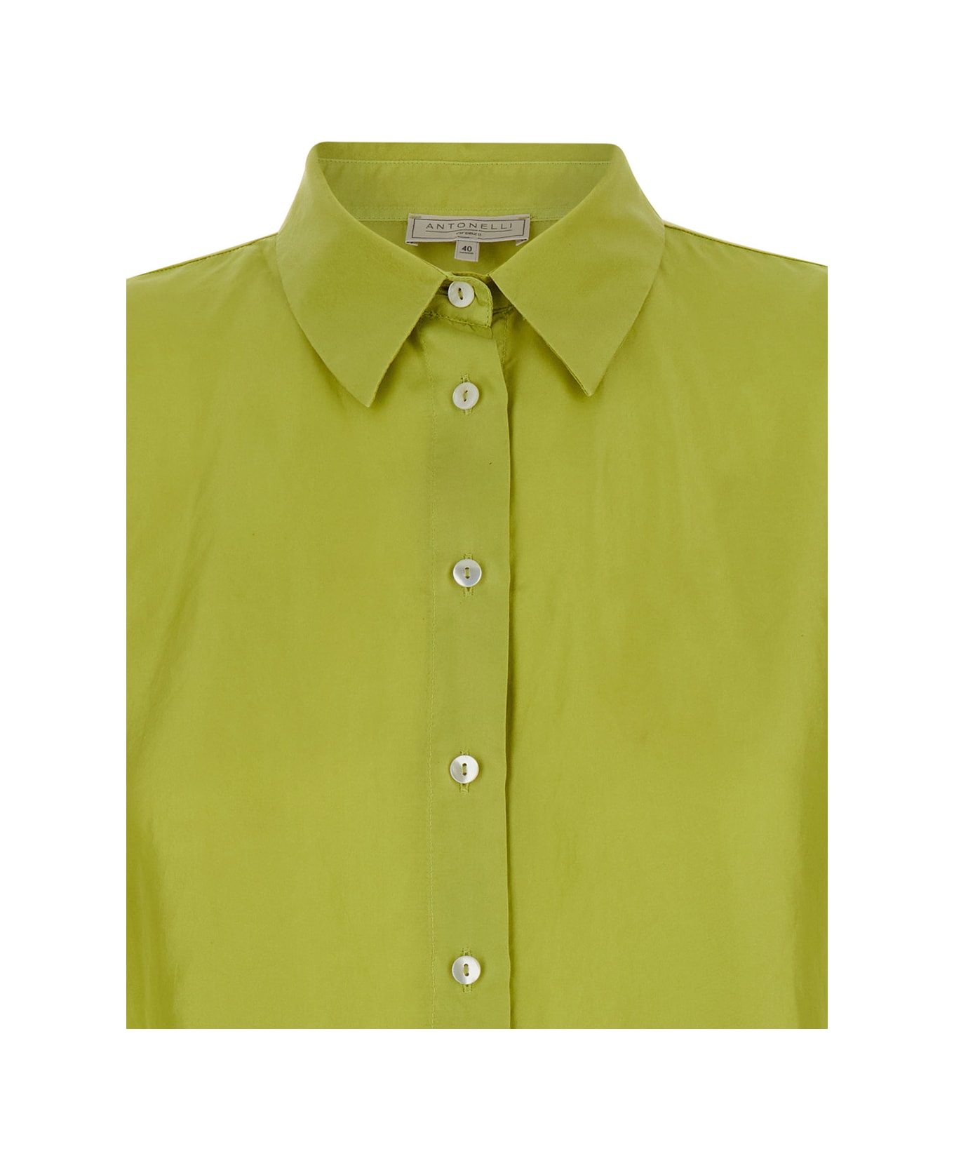 Antonelli Green Bassano Short Sleeve Shirt In Silk Woman - Green シャツ