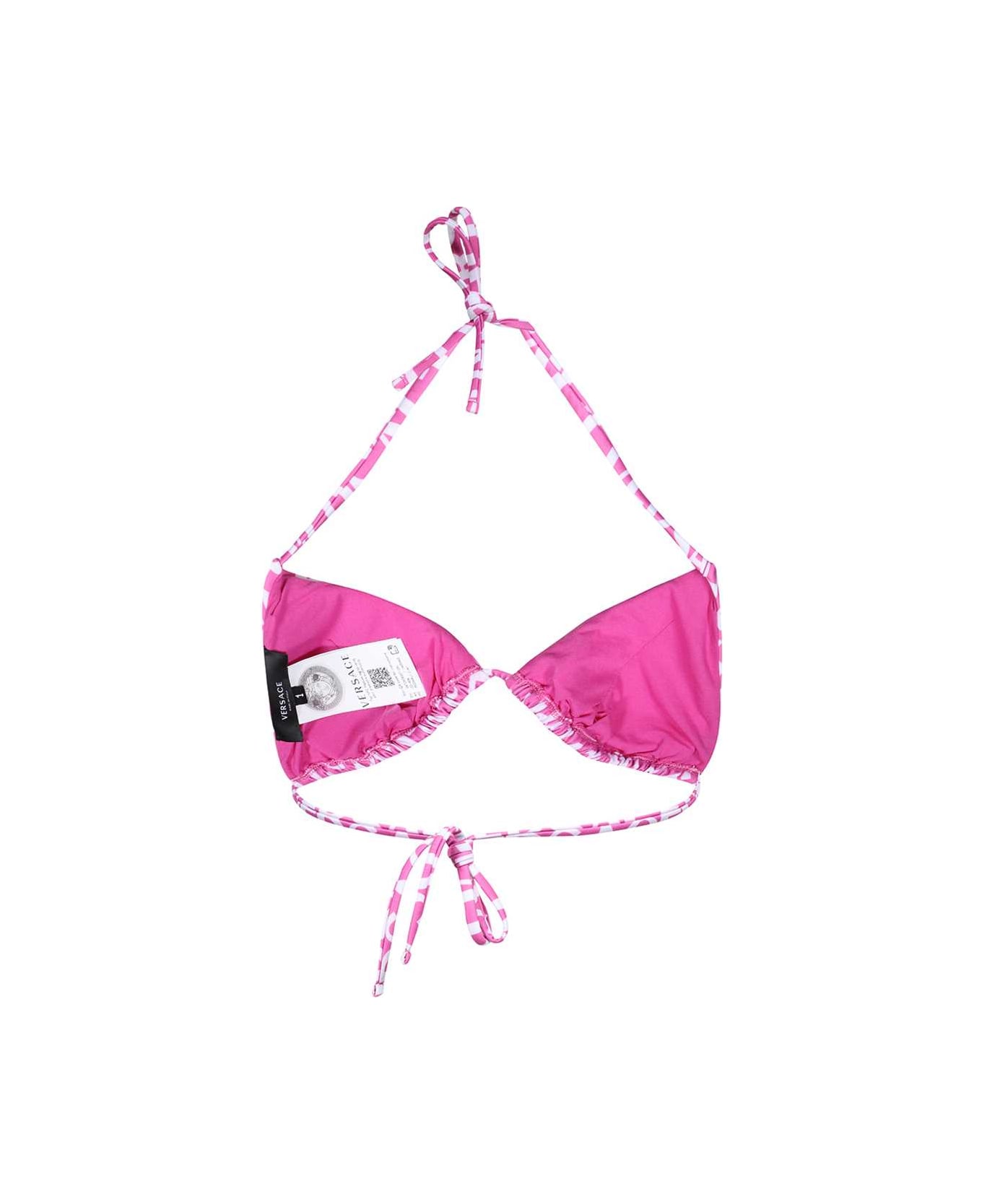 Versace All-over Logo Bikini Top - Pink