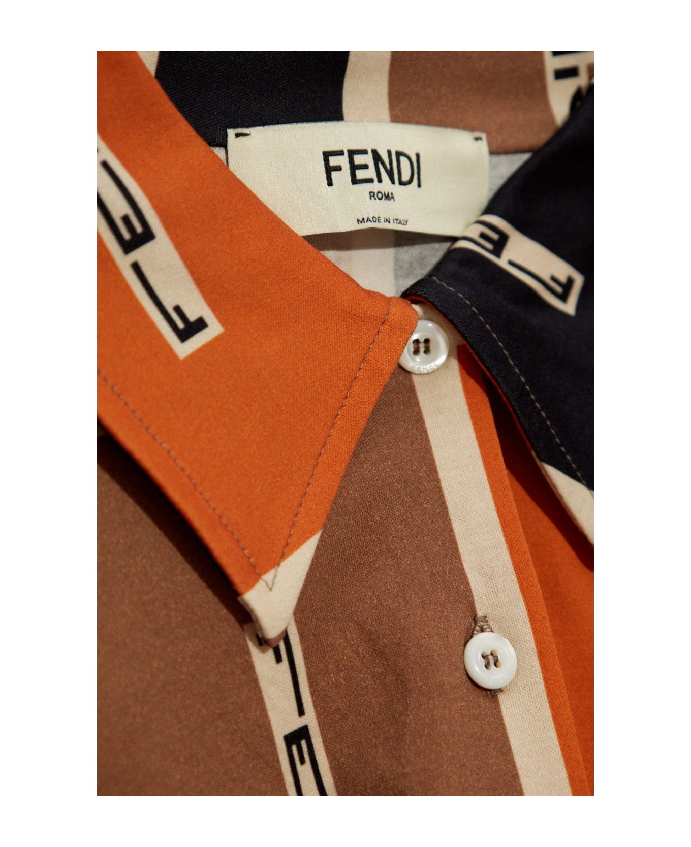 Fendi Ff Motif Short Sleeved Polo Breathe Shirt - Orange