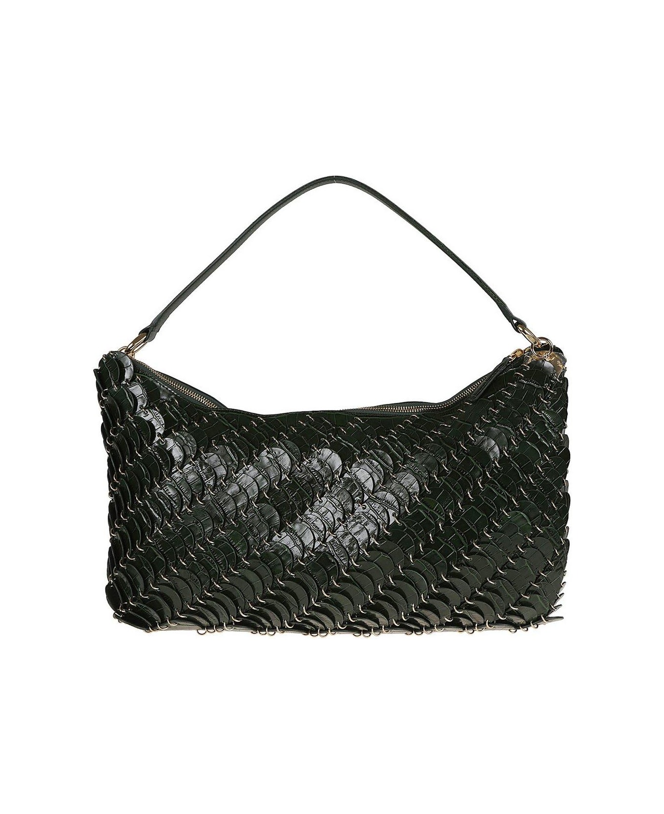 Paco Rabanne Embossed Shoulder Bag - Dark Green Gold