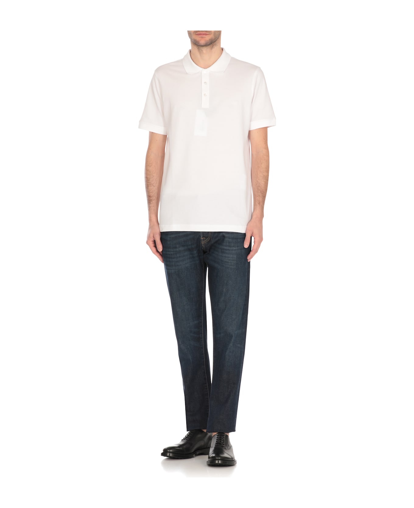 Fay Logoed Polo - White