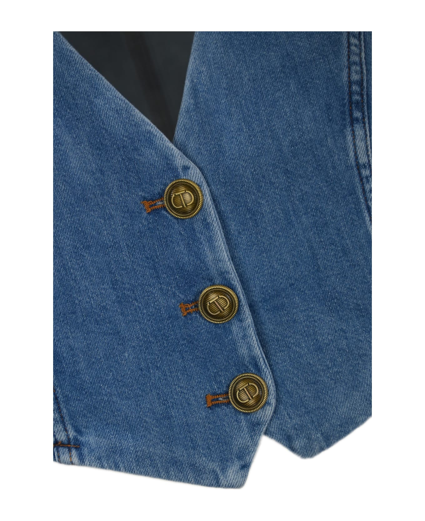TwinSet Denim Vest With Buttons - Blu Denim ベスト