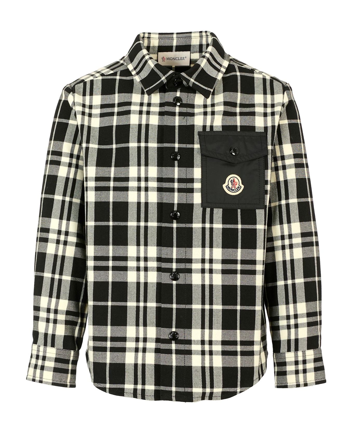 Moncler Black Shirt For Boy With Logo - Black