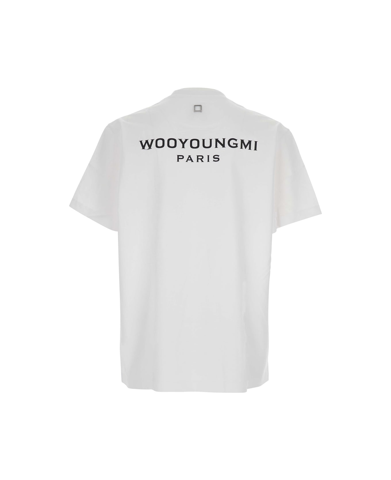 WOOYOUNGMI Grey Crew Neck T-shirt With Back Lettering Logo In Cotton Man - White