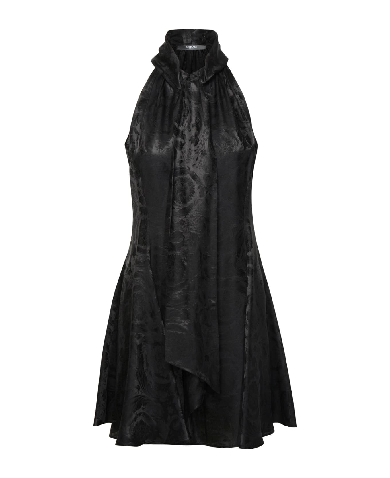 Versace 'barocco' Dress In Black Silk Blend - Black