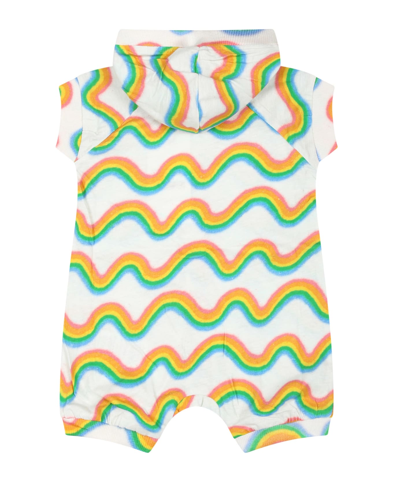 Molo White Romper For Baby Girl With Rainbow Print - Multicolor