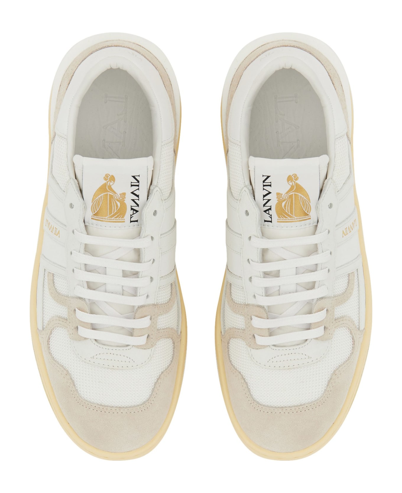Lanvin Mesh, Suede And Nappa Leather Sneaker - White