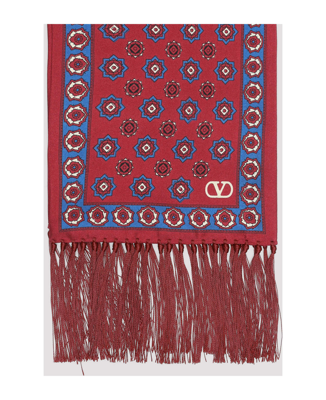 Valentino Garavani Silk Scarf - Rdm Rosso Bluette Crema Avorio