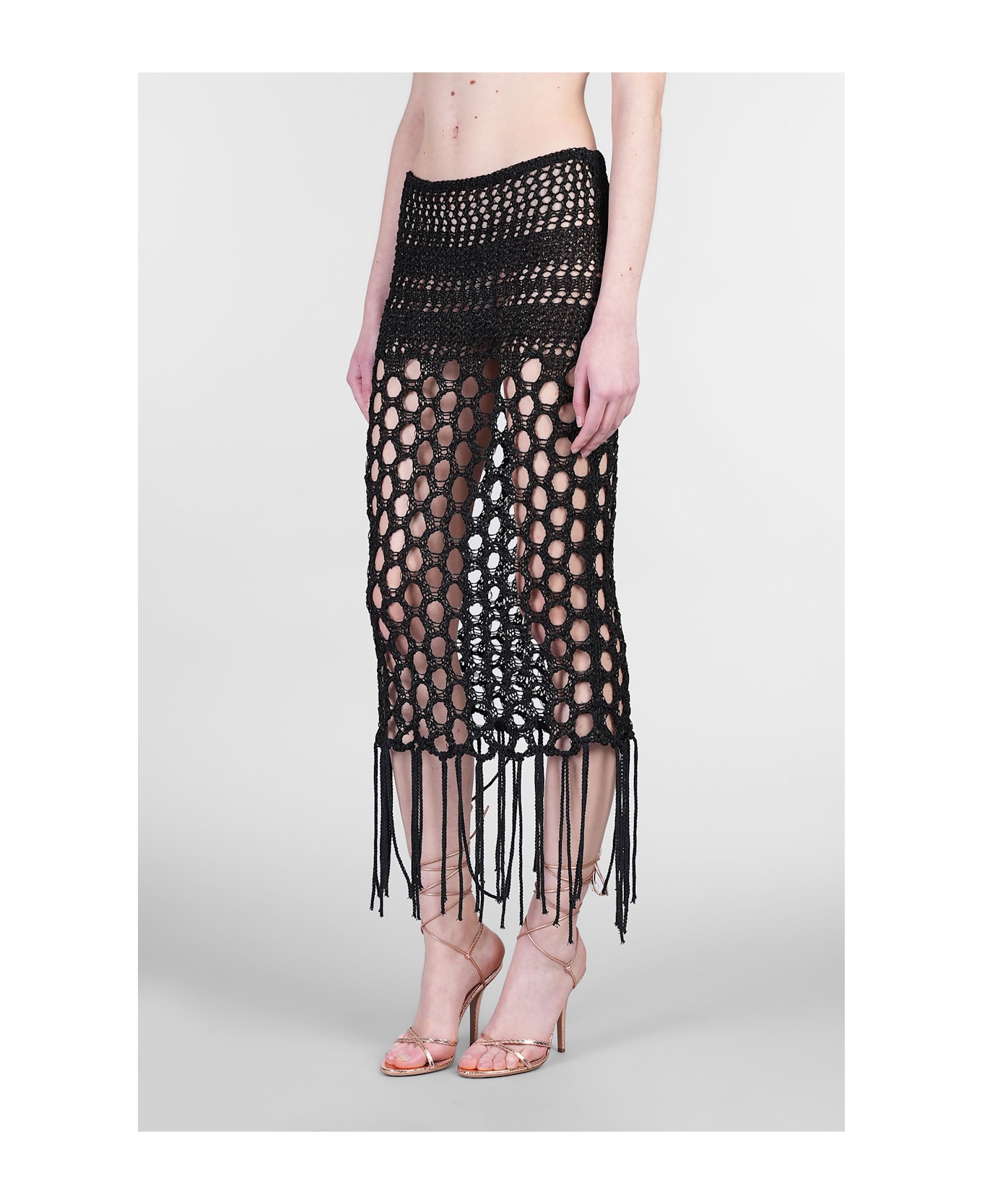 Laneus Skirt In Black Cotton - black