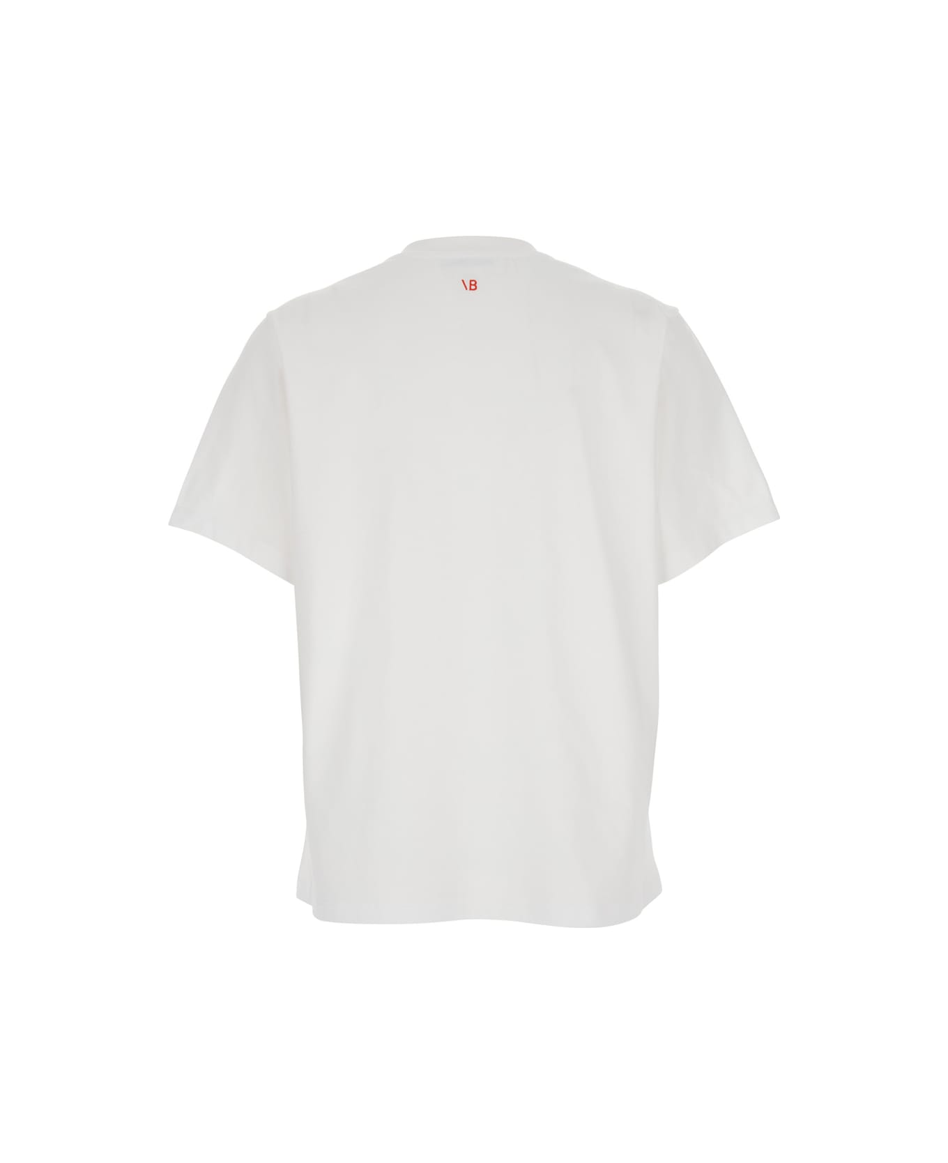 Victoria Beckham White Crewneck T-shirt With Slogan Print On The Front In Cotton Woman - White