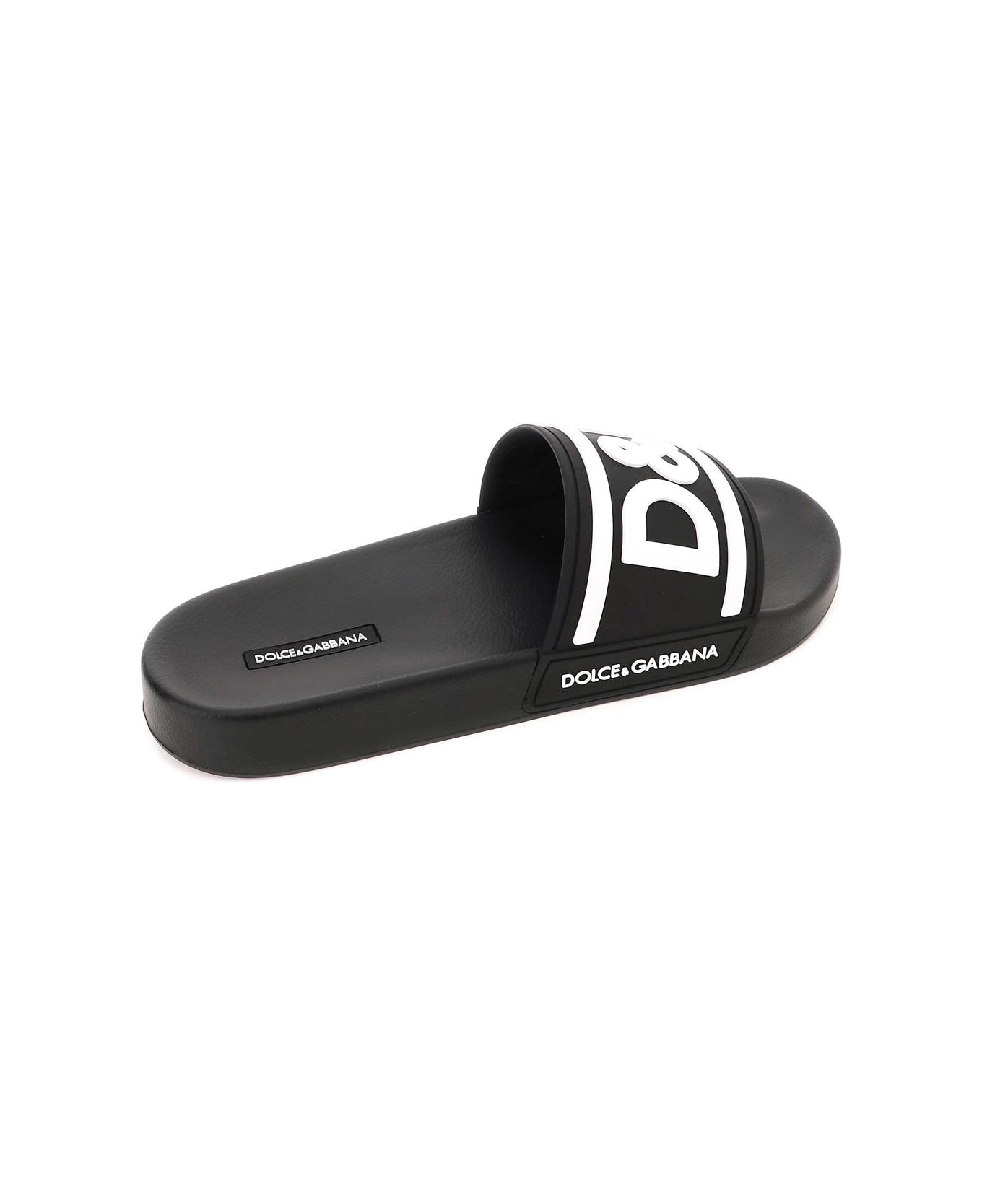 Dolce & Gabbana Logo Slide Sandals - Black