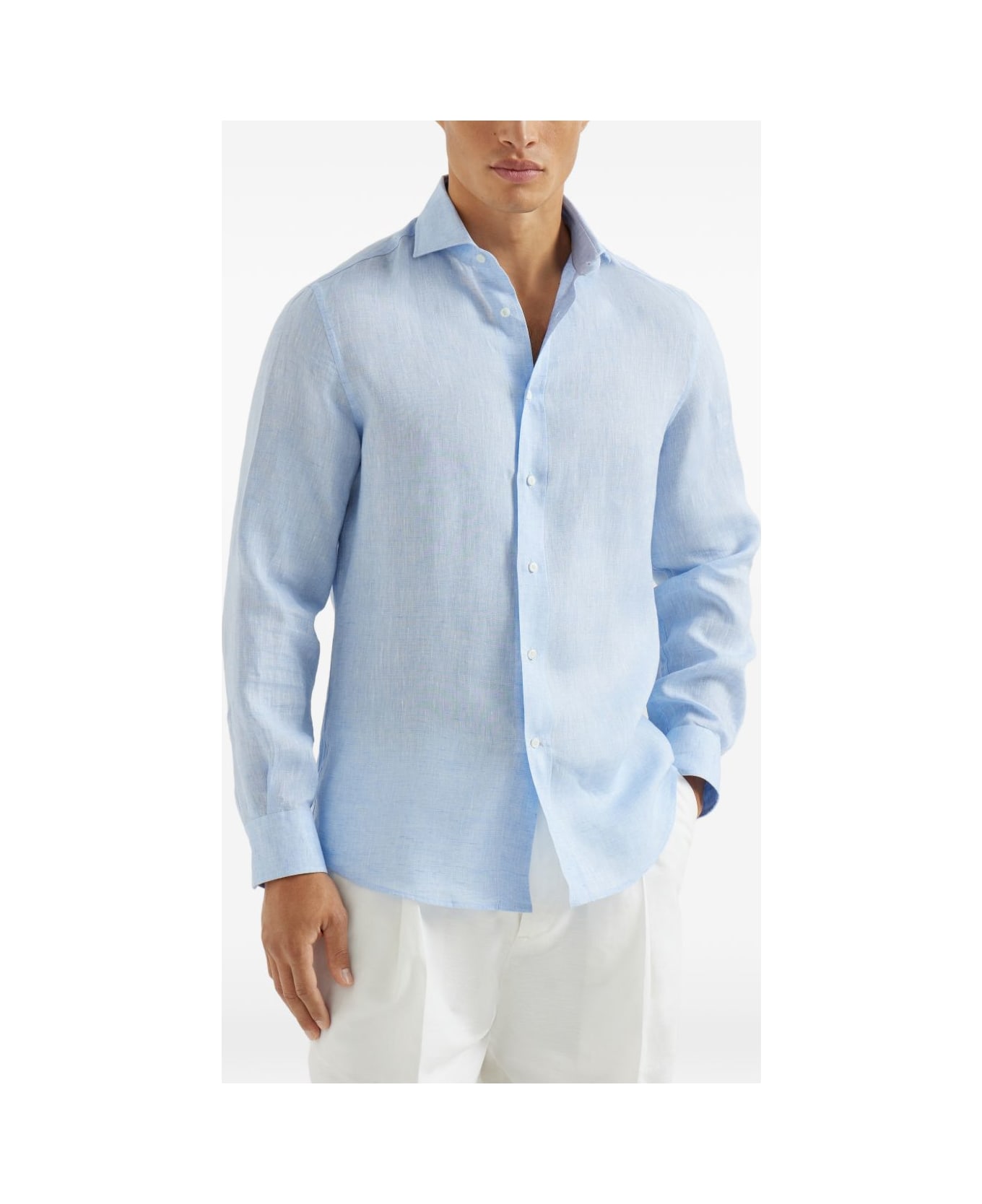 Brunello Cucinelli Linen Shirt - Clear Blue