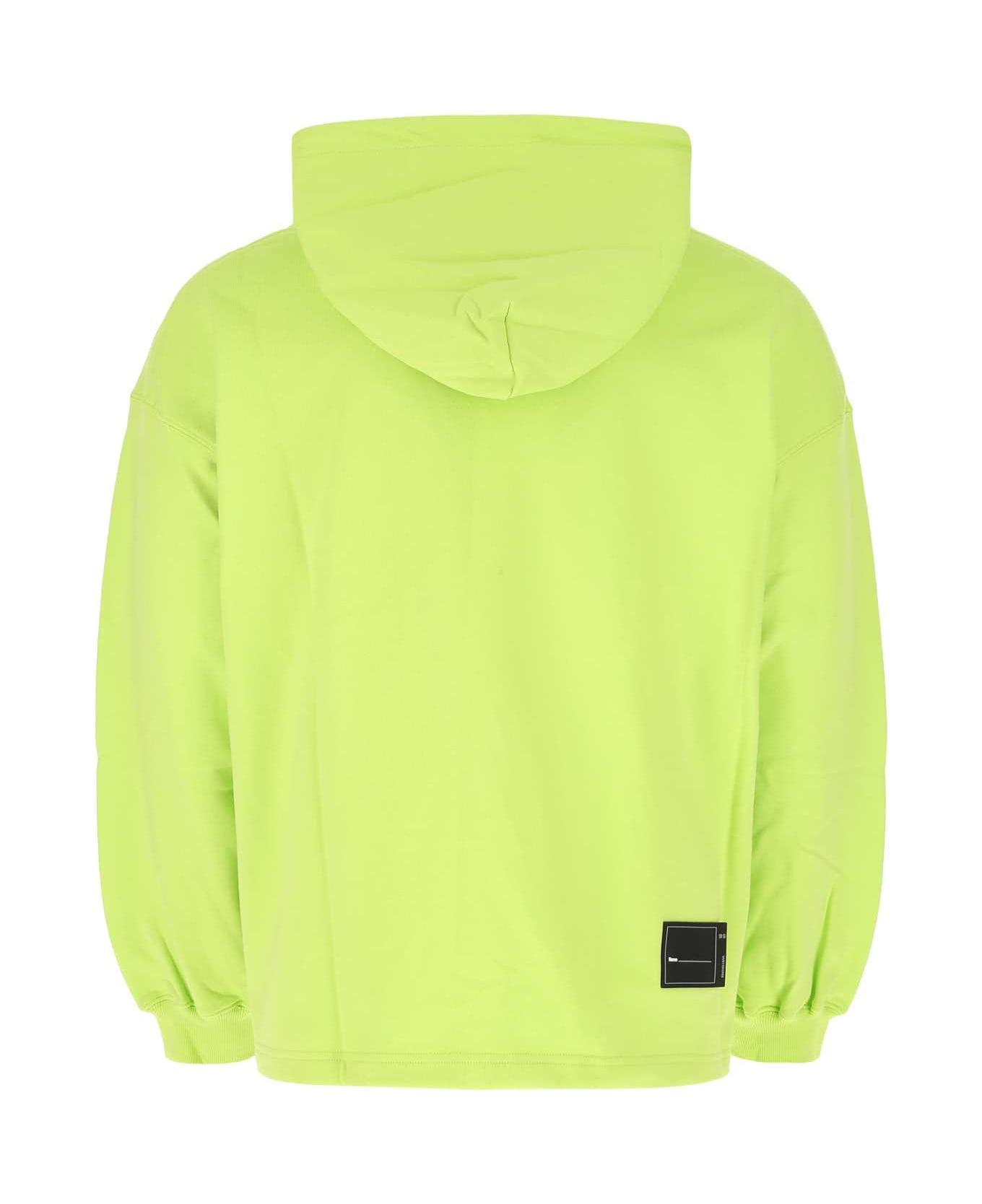 WE11 DONE Fluo Green Cotton Oversize Sweatshirt - LIME