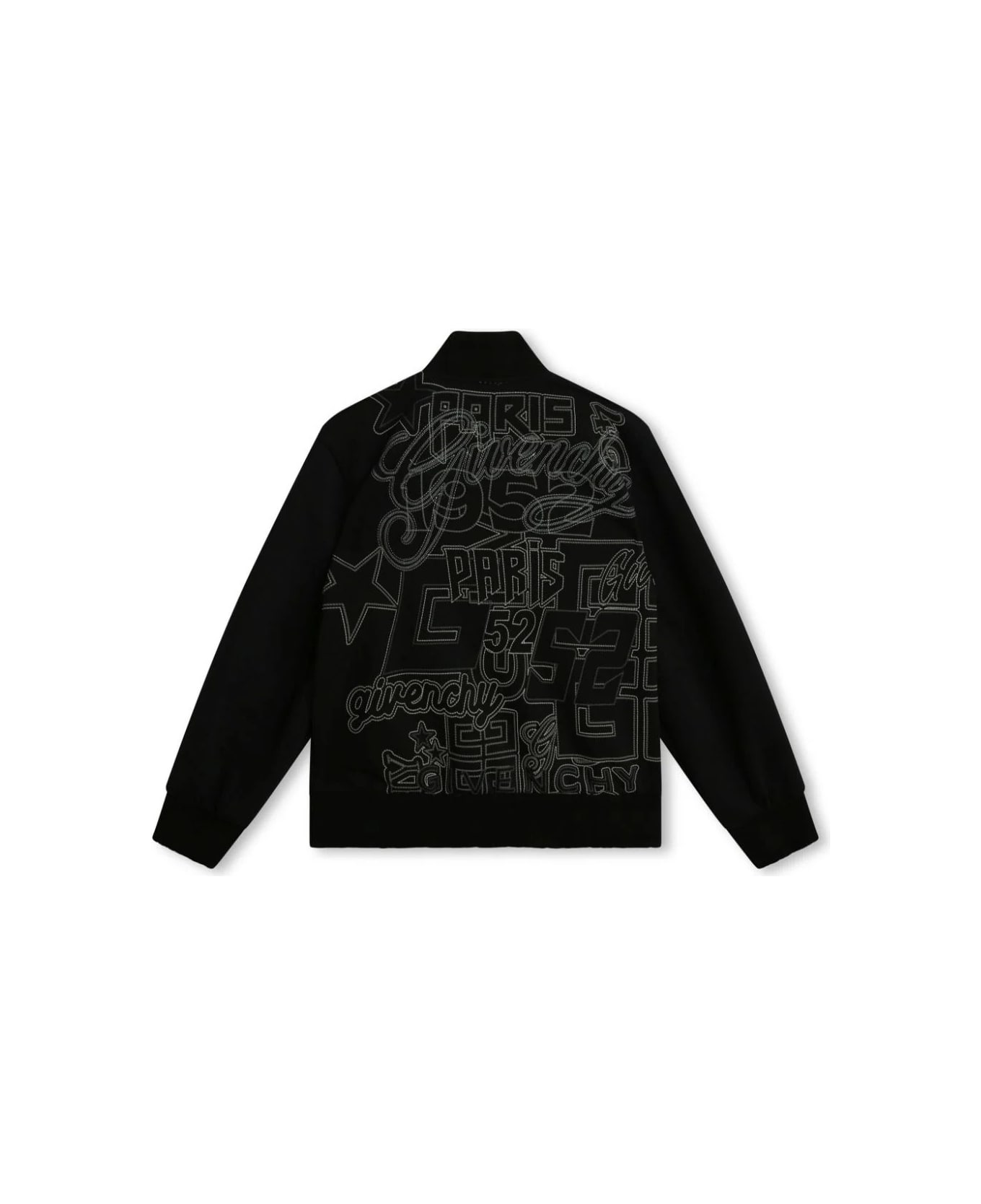 Givenchy Black Bomber Jacket With All-over Embroidery - Black
