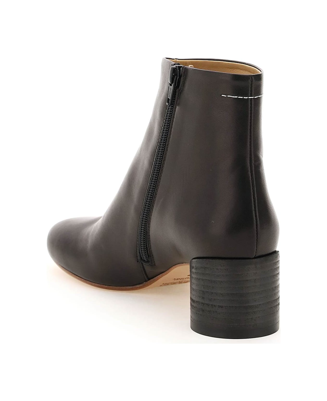 MM6 Maison Margiela Leather Ankle Boots - BLACK (Black)