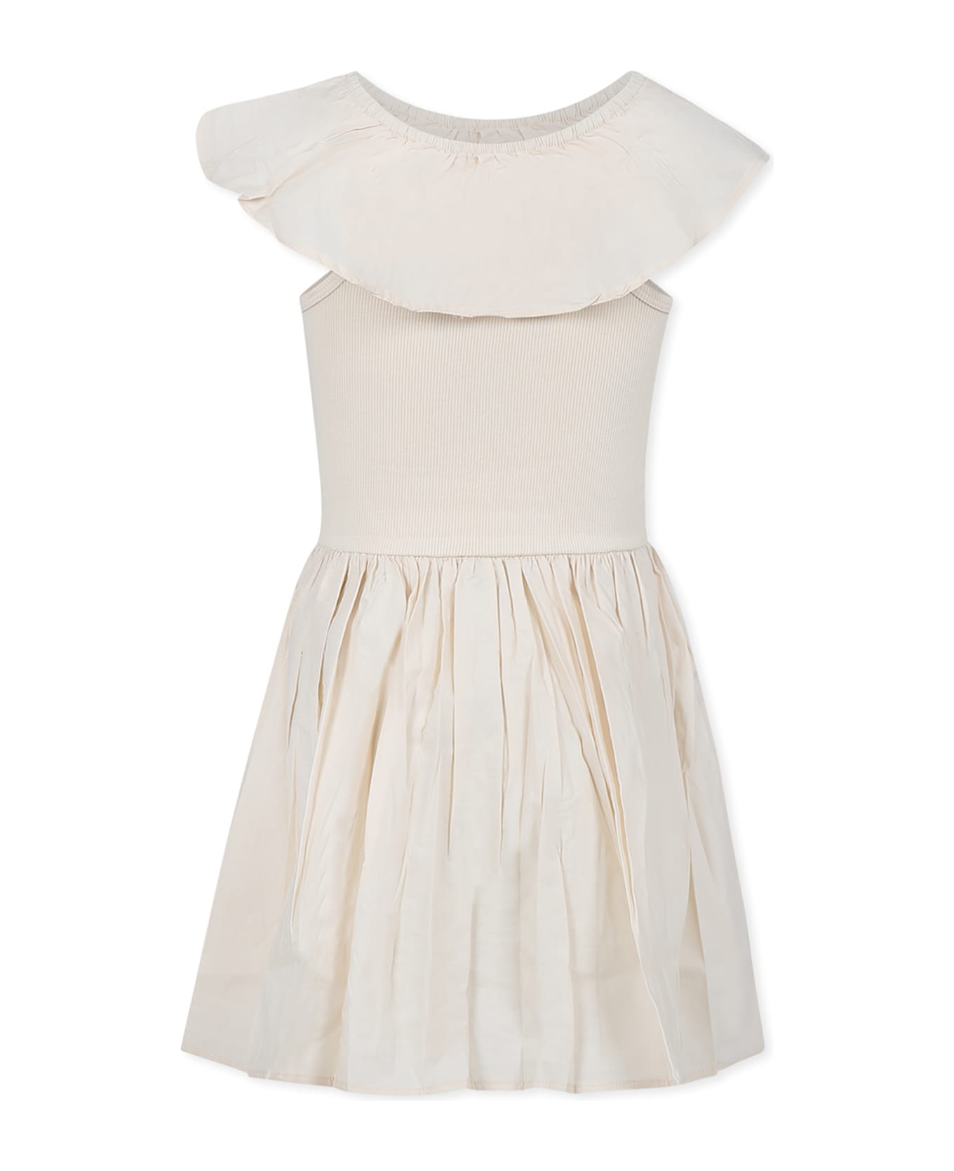Molo Ivory Dress For Girl - Ivory