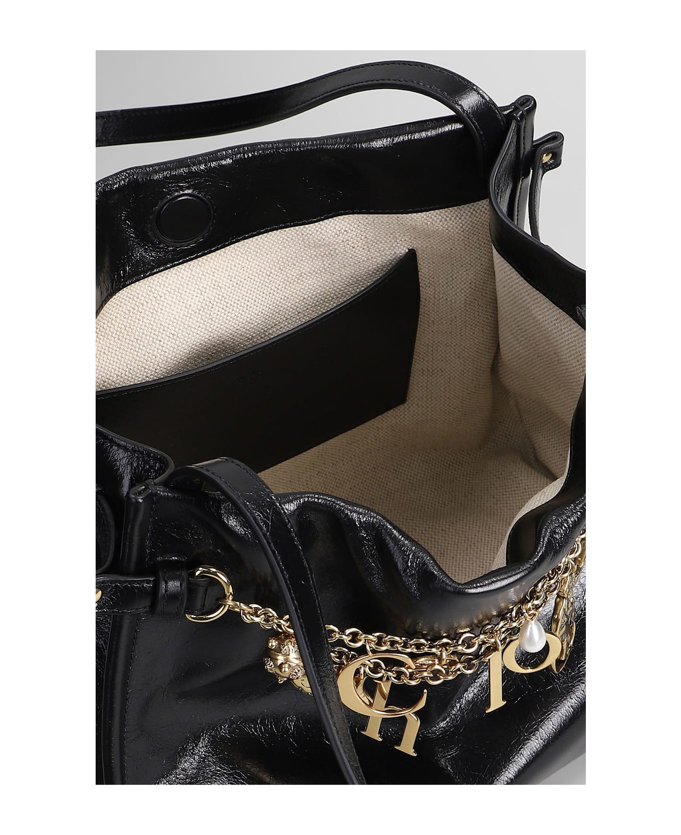 Chloé Chloe Charms Tote In Black Leather - black
