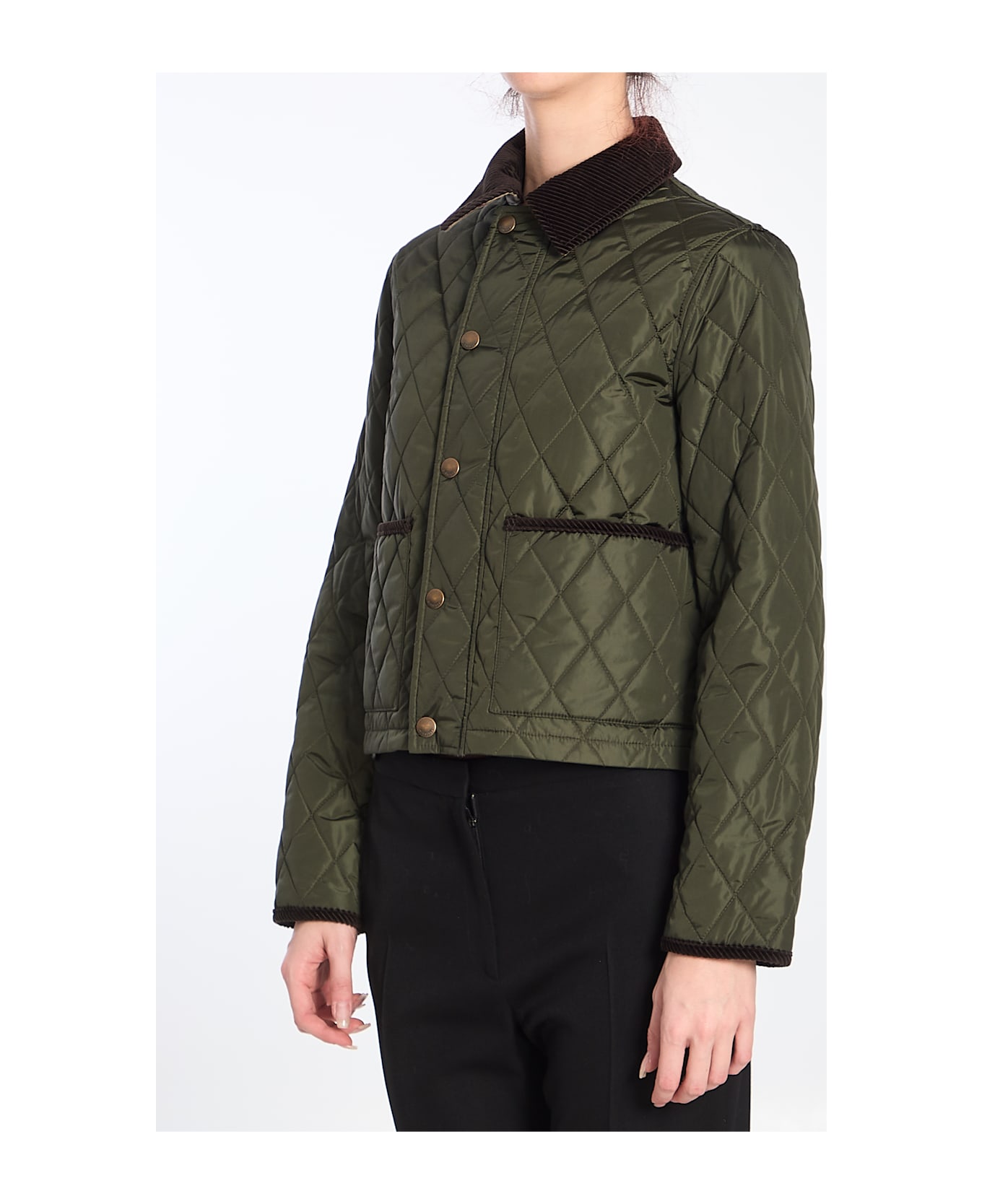 Burberry Cropped Quilted Jacket - Shale/brush Ip Check