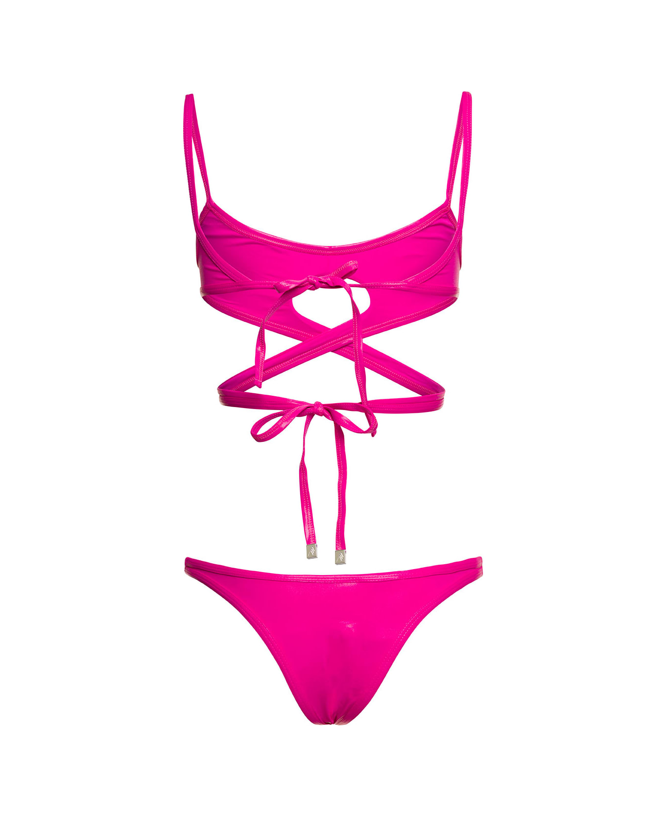 The Attico Cut-out Wraparound Bikini Set In Fuchsia Technical Fabric Woman - Fuxia 水着
