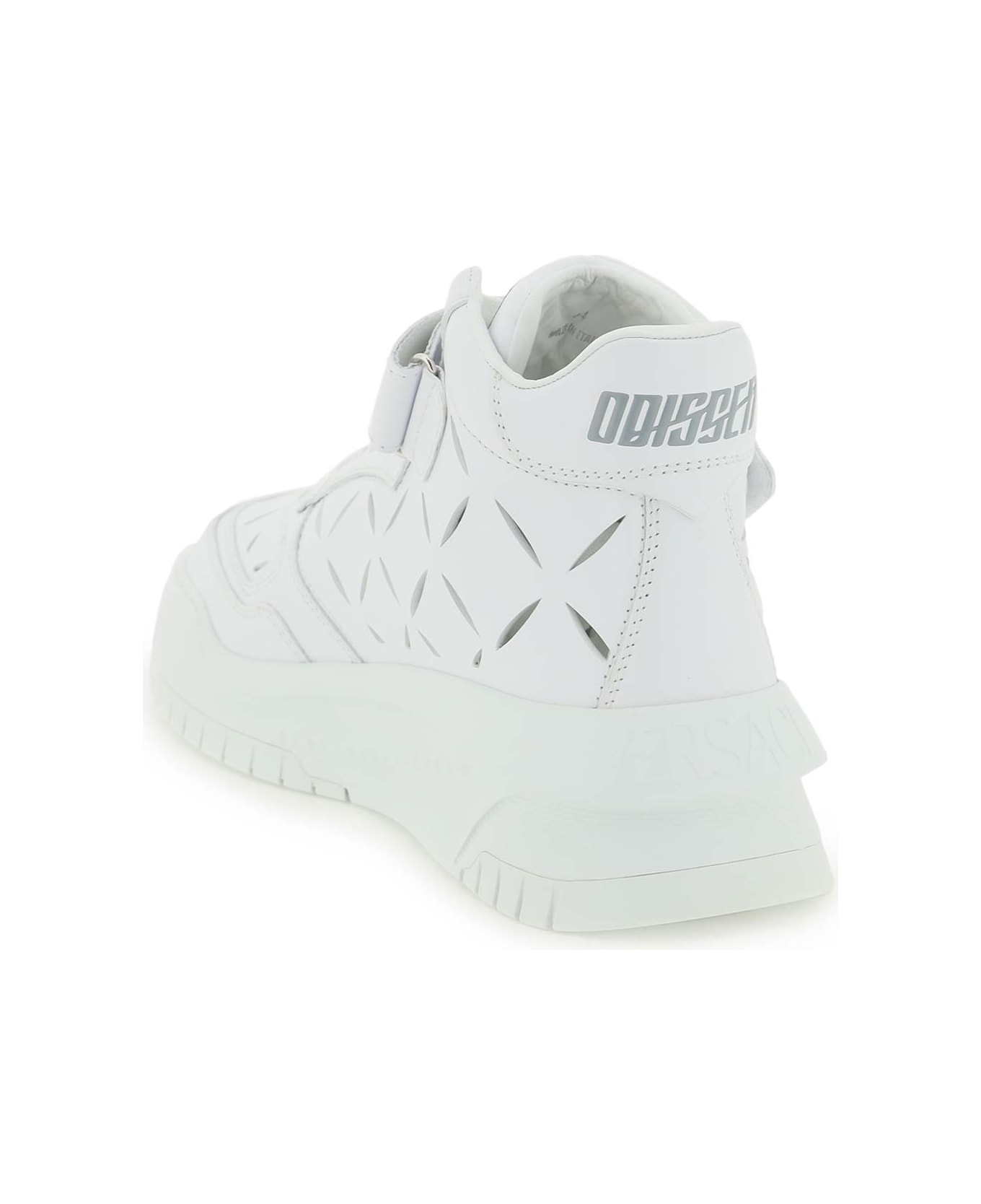 Versace Odissea Leather High-top Sneakers - White