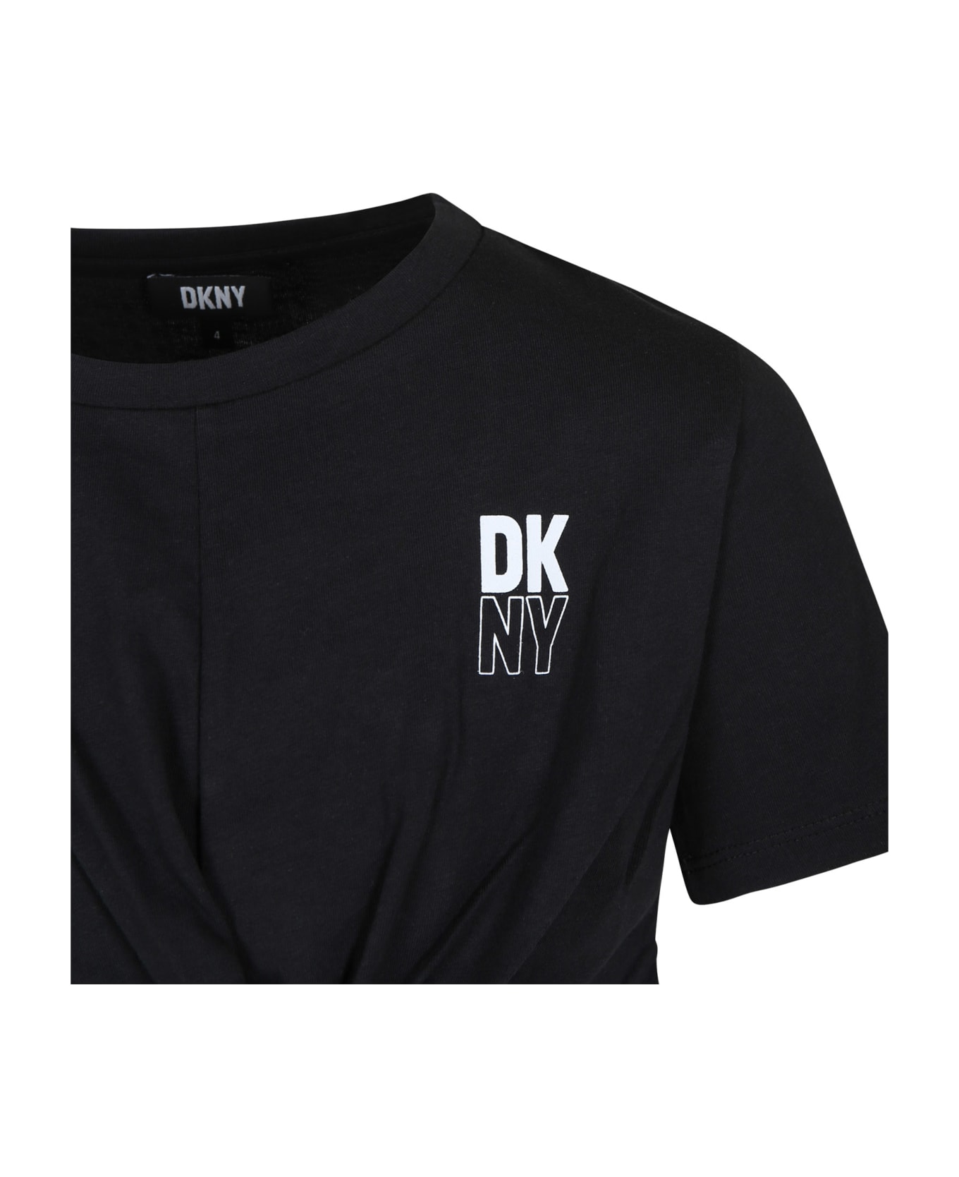 DKNY Black T-shirt For Girl With Logo - Black