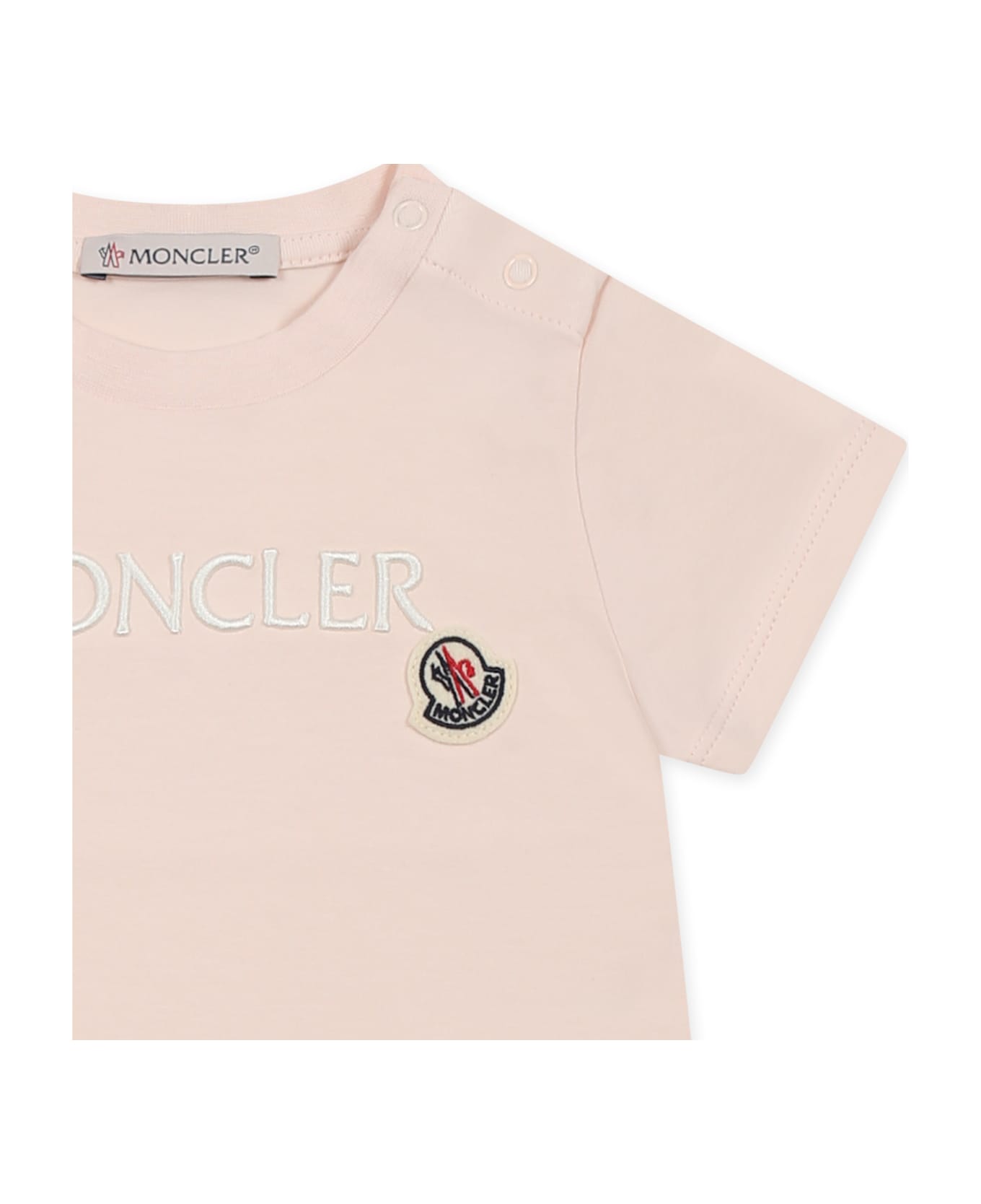 Moncler Pink T-shirt For Baby Girl With Logo - Pink