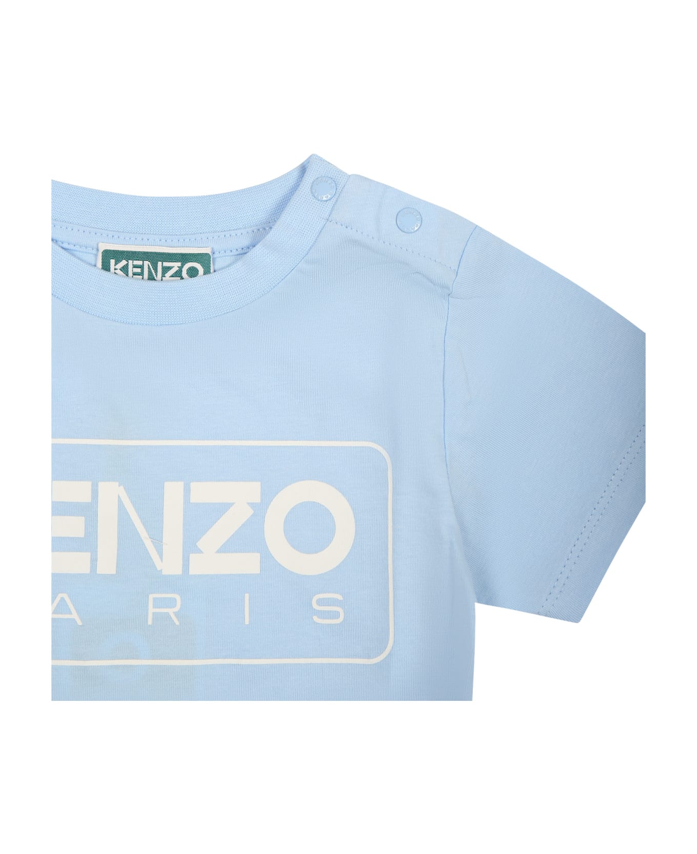 Kenzo Kids Light Blue T-shirt For Baby Boy With Logo - Light Blue