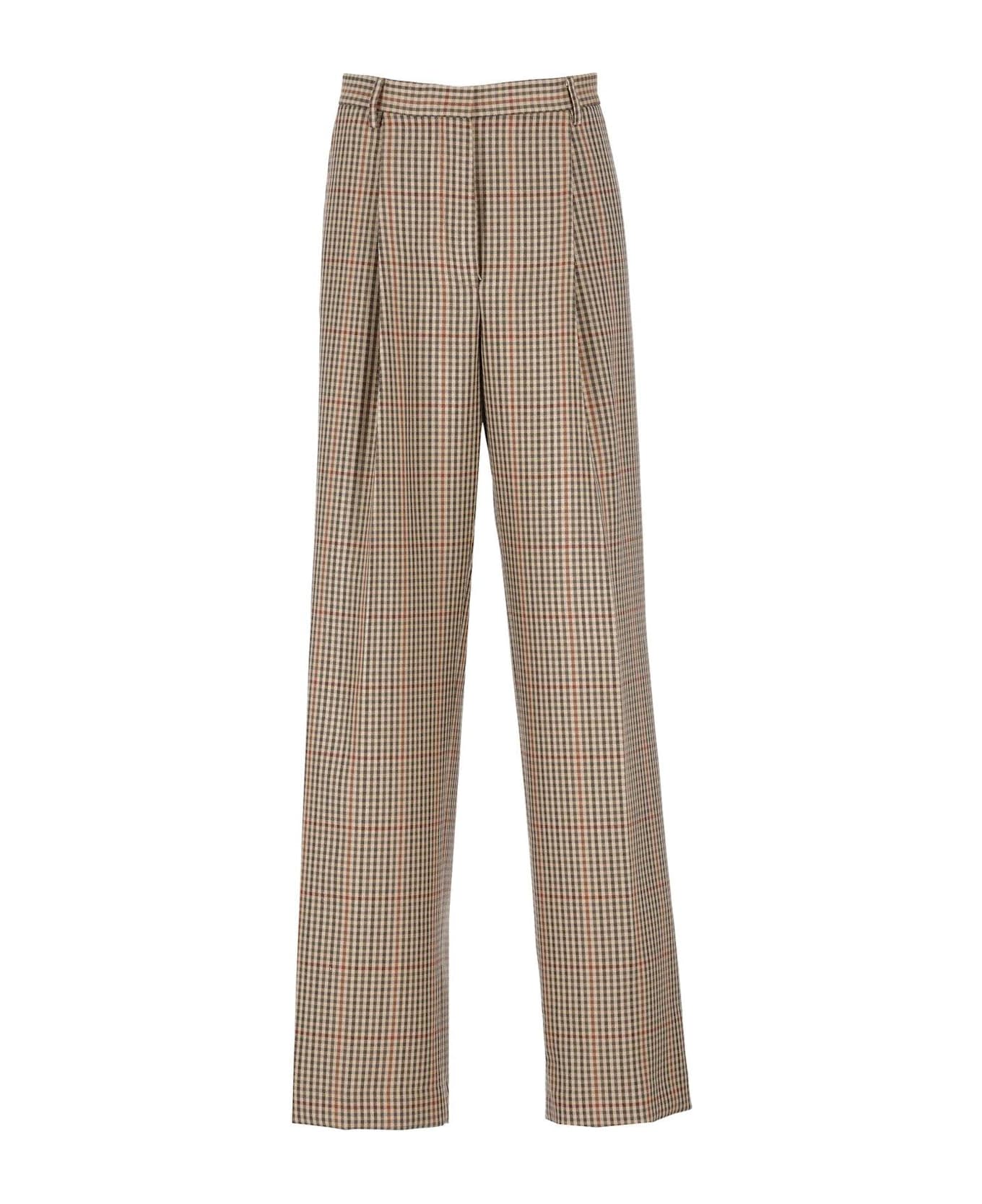 Dries Van Noten Checked Pleated Trousers - BROWN