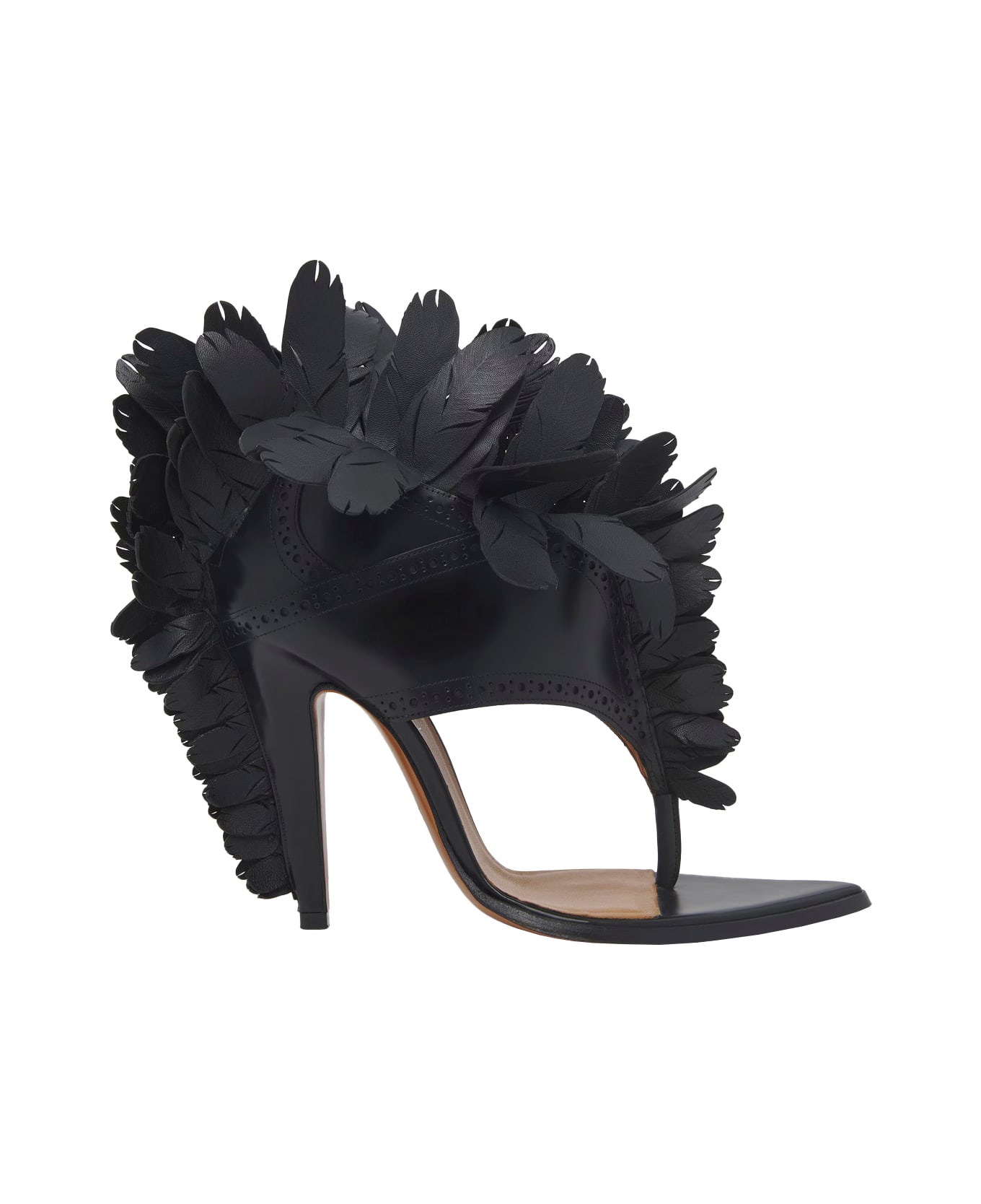 Alexander McQueen Black Feathered Sandals - BLACK