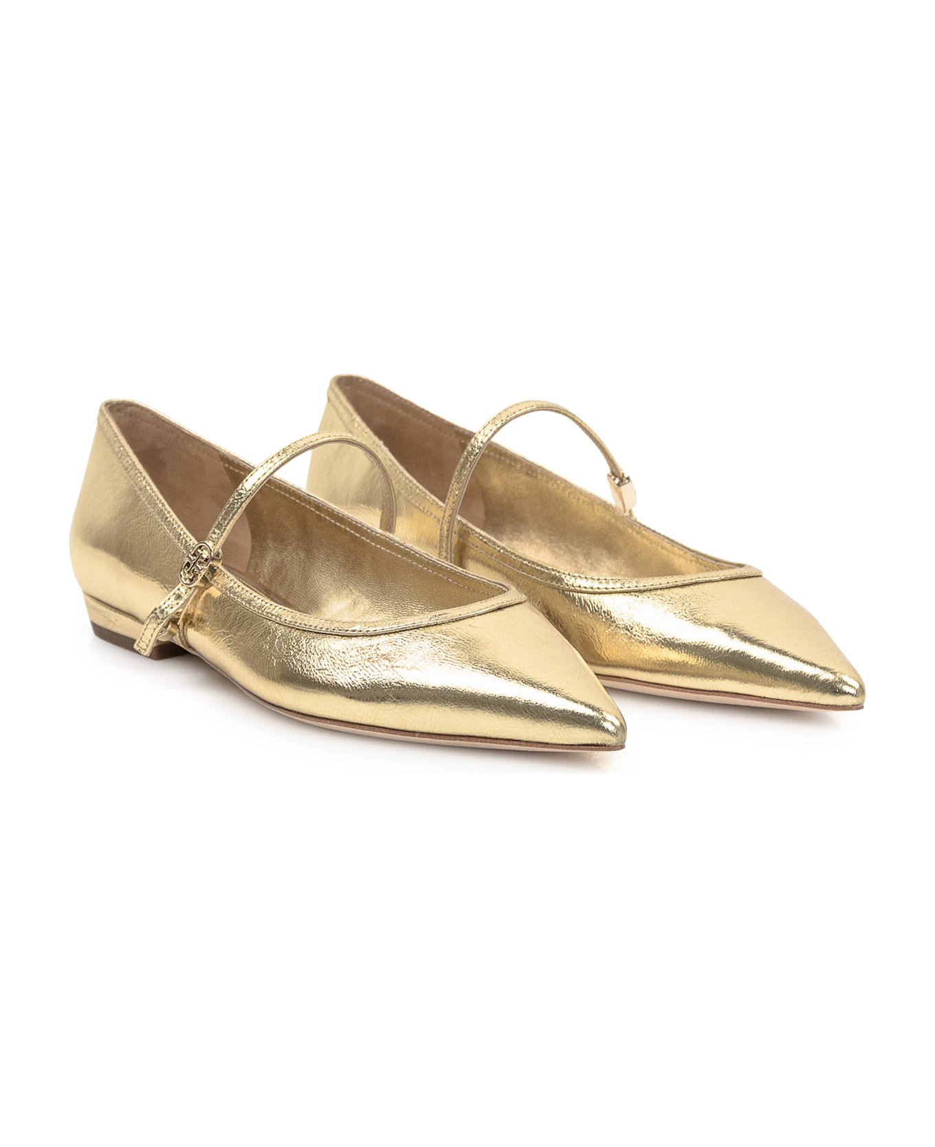 Tory Burch Double T Buckel Mary Jane Ballerinas - GOLD RUSH