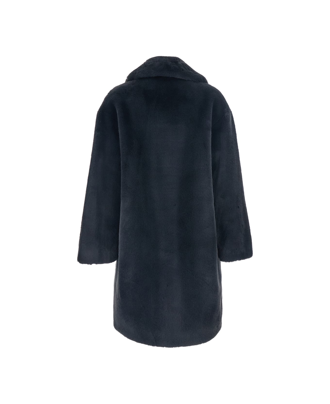 STAND STUDIO 
camille
 Grey Coat With Wide Notched Revers And Front Concealed Closure In Ecofur Woman - Grey