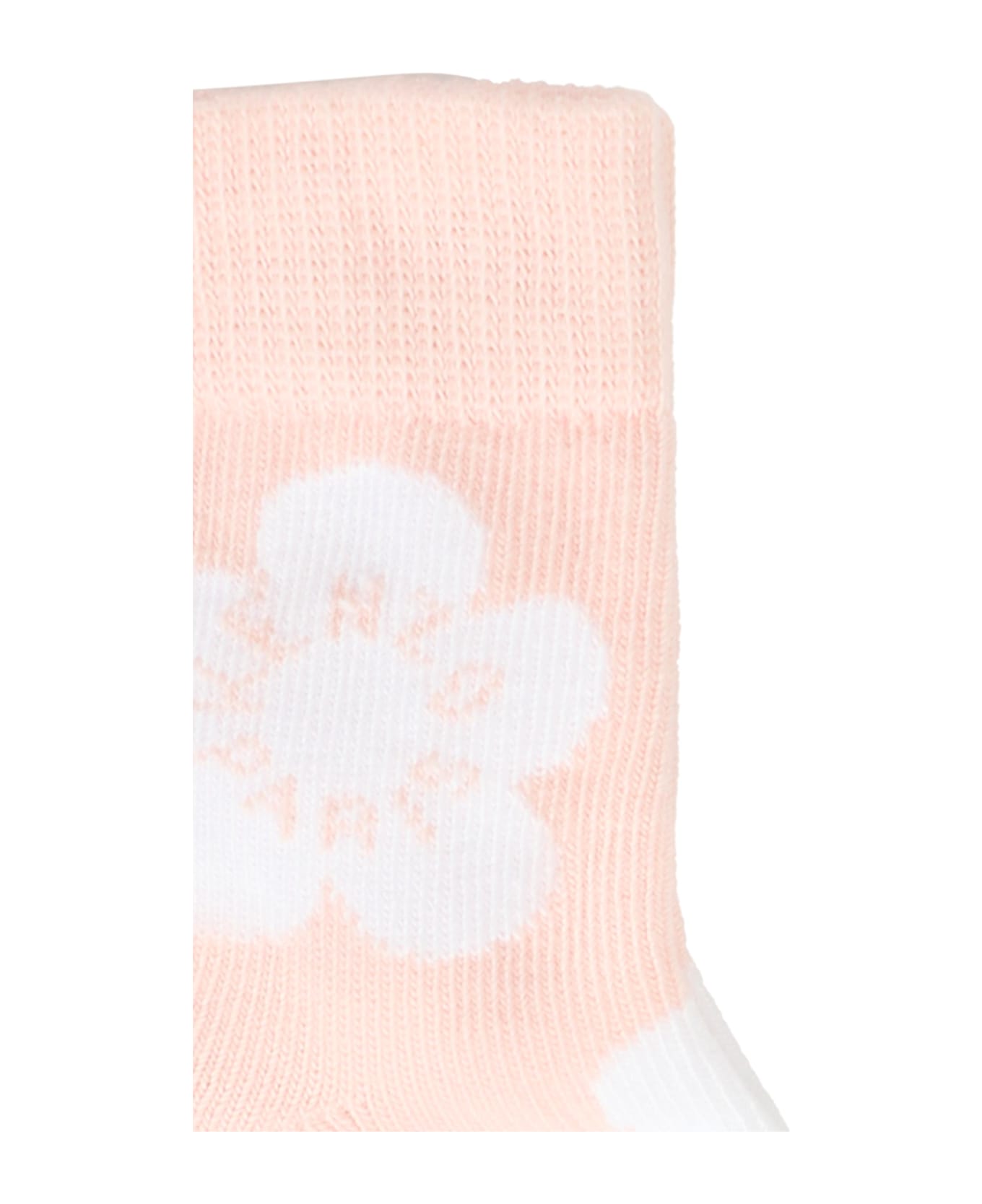 Kenzo Kids Pink Sock Set For Baby Girl With Logo - Pink