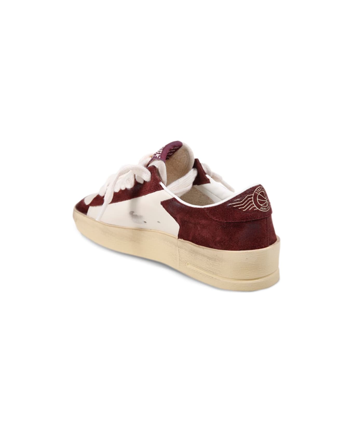 Golden Goose White And Brown Sneakers - Red