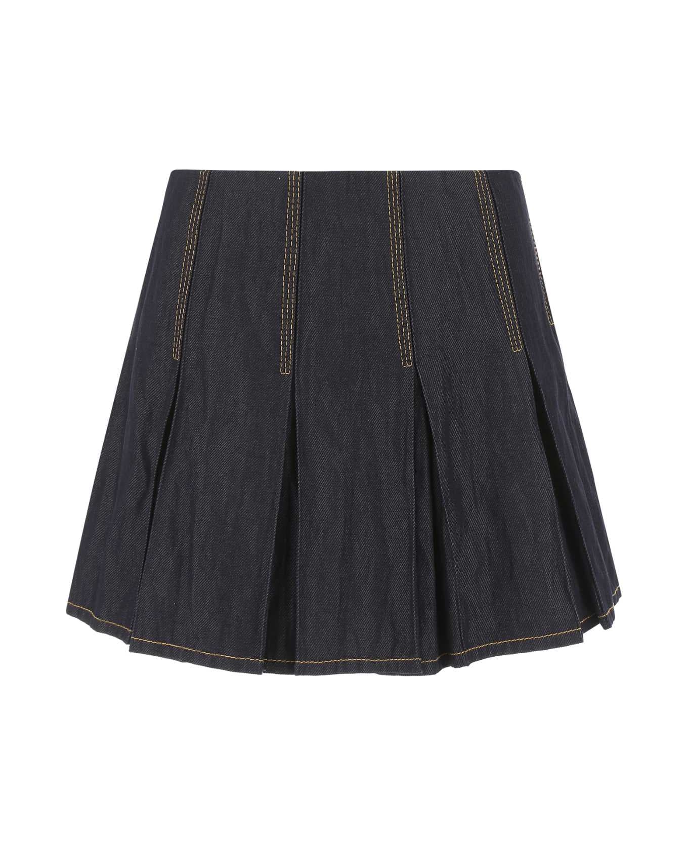 Bottega Veneta Dark Blue Denim Mini Skirt - 3399