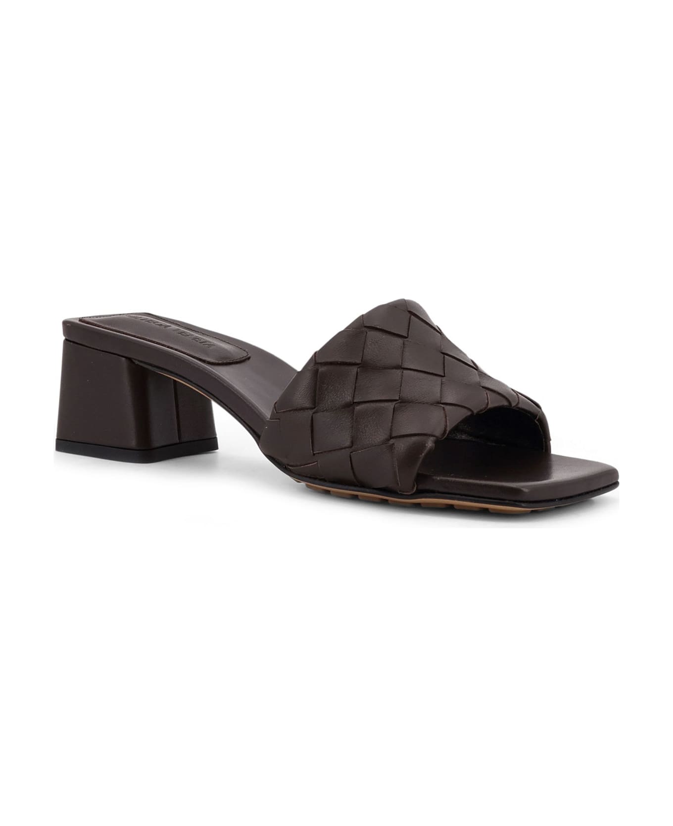 Bottega Veneta Leather Heel Sandals With Intrecciato Motif - FONDANT
