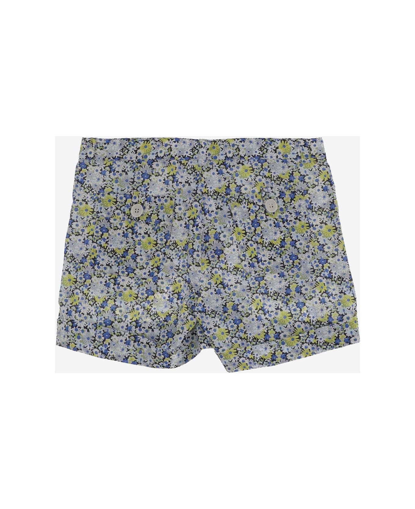 Bonpoint Cotton Short Pants With Floral Pattern - Red ボトムス