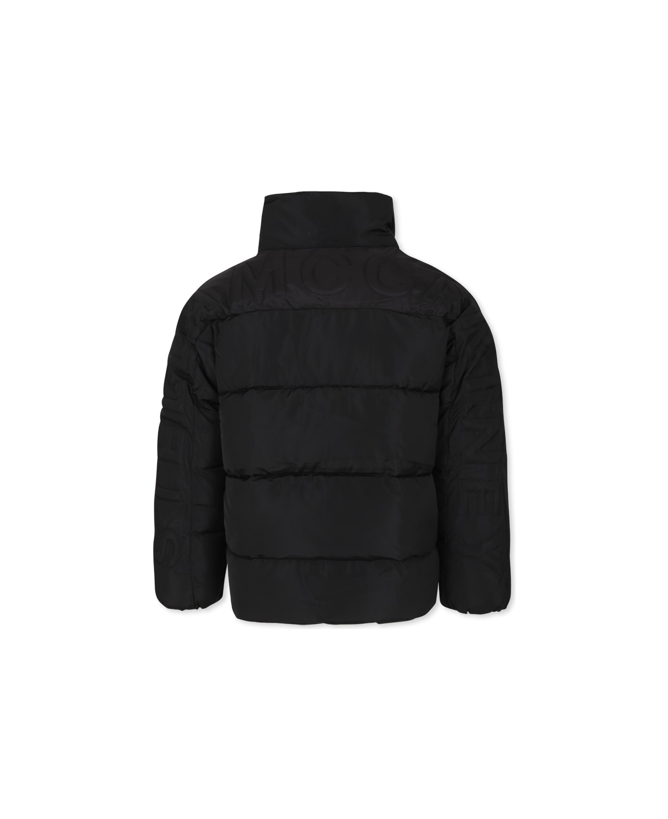 Stella McCartney Kids Black Down Jacket For Boy With Logo Patch - Black