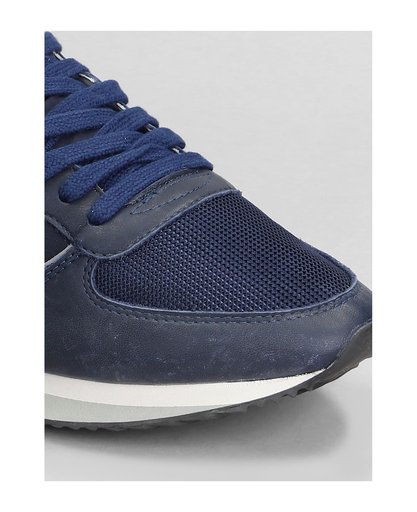 Philippe Model Trpx Low Sneakers In Blue Leather And Fabric - blue