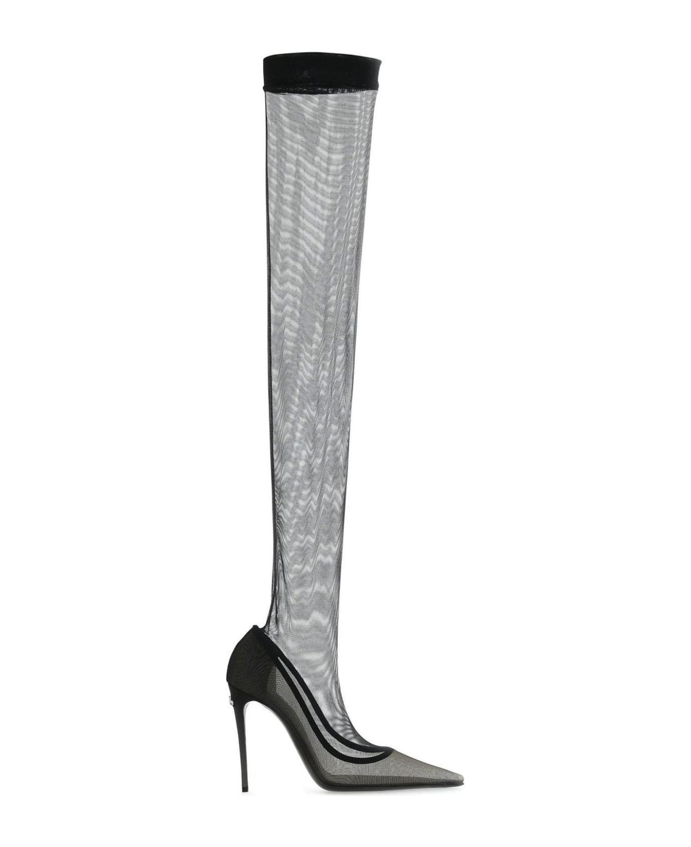 Dolce & Gabbana Kim Pointed Toe Boots - BLACK