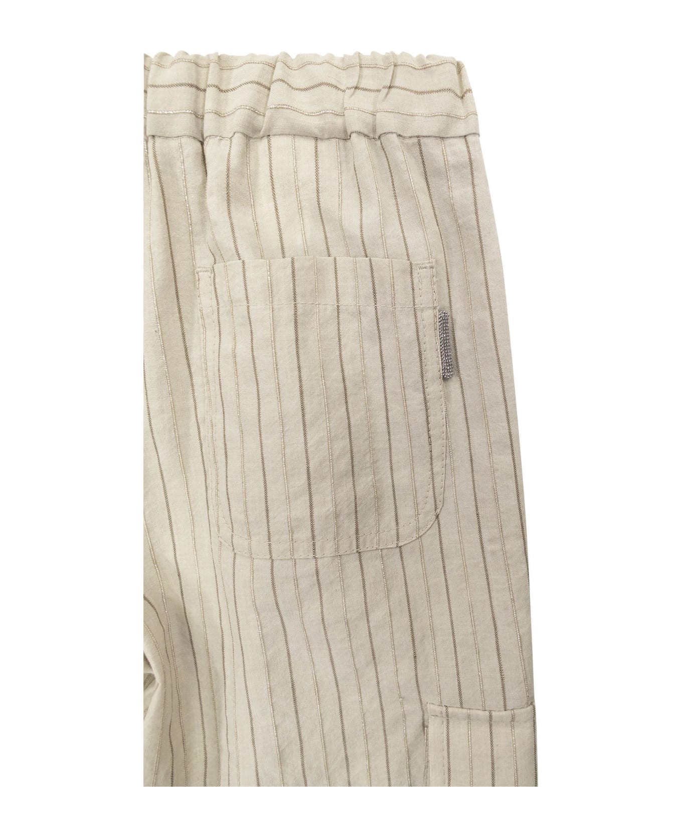 Brunello Cucinelli Linen Blend Comfort Cargo Trousers - Sand