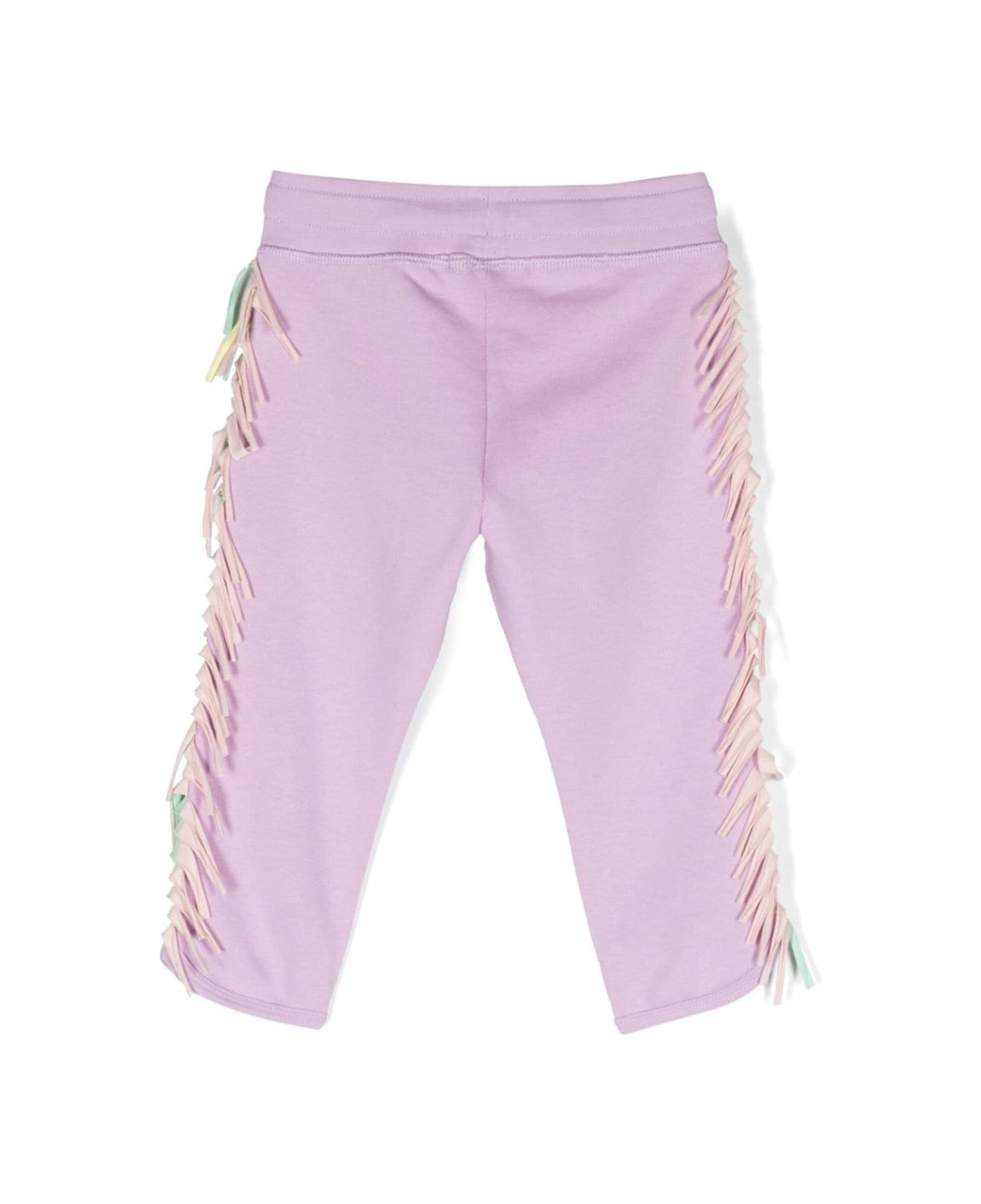 Stella McCartney Kids Multicolour Track Pants With Fringe Detail And Coulisse In Cotton Girl - Violet