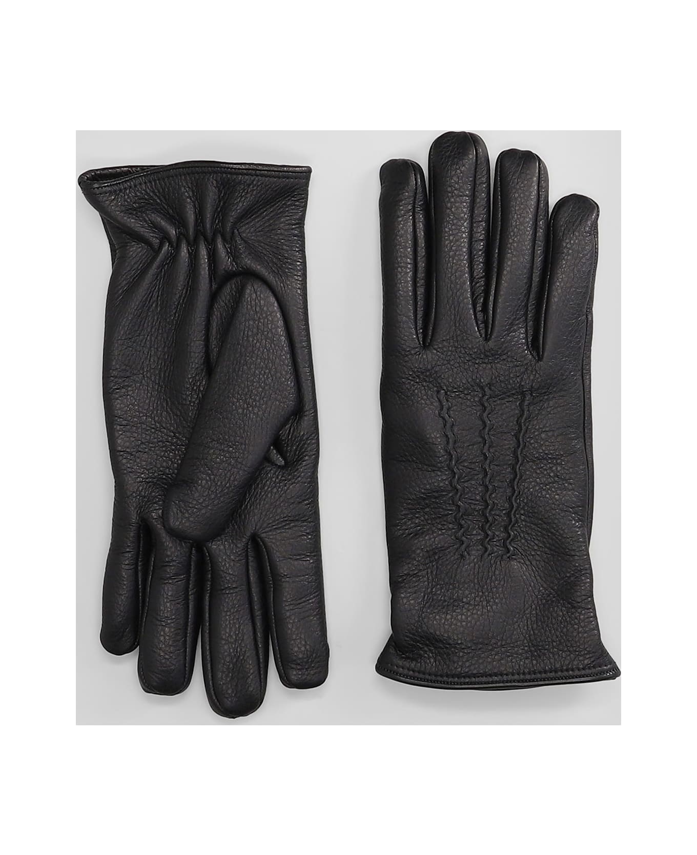 Lardini Gloves In Black Leather - black