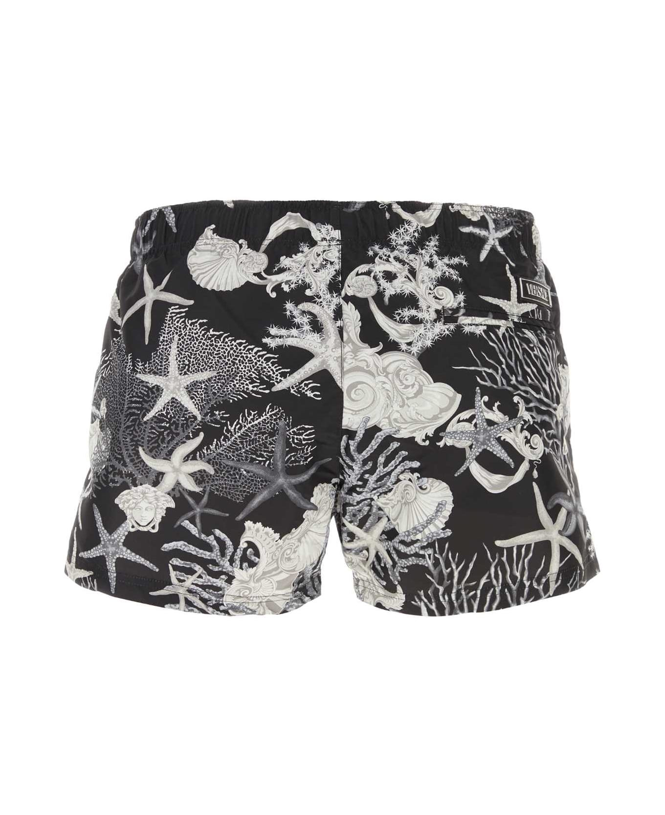 Versace Printed Polyester Swimming Shorts - BLACKCONCRETEBONE