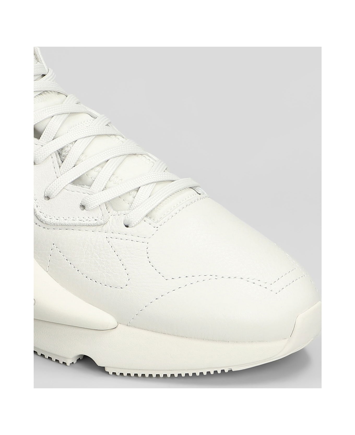 Y-3 Kaiwa Sneakers In White Leather - ORBGRY/ORBGRY/CBURGU