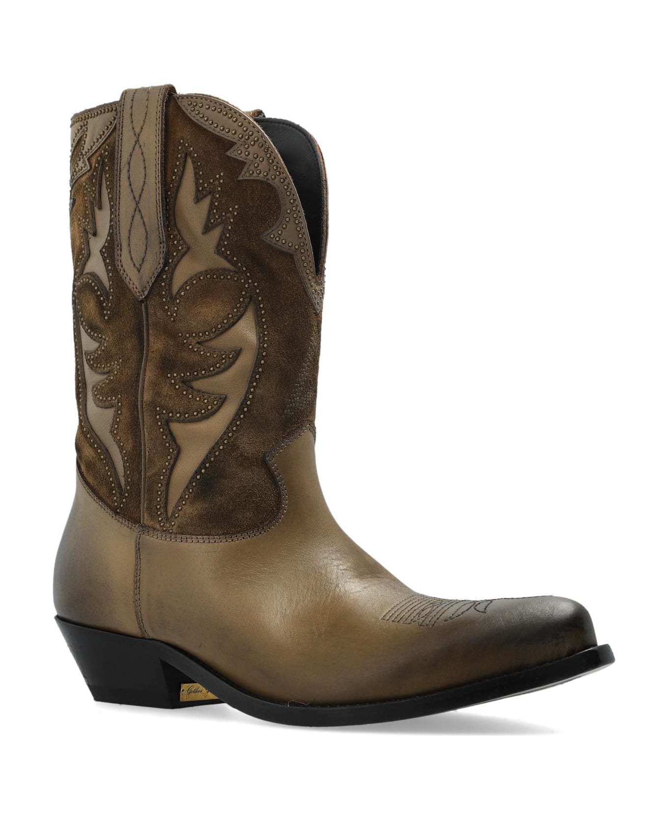 Golden Goose Leather Cowboy Boots 
wish Star
 - Kaki