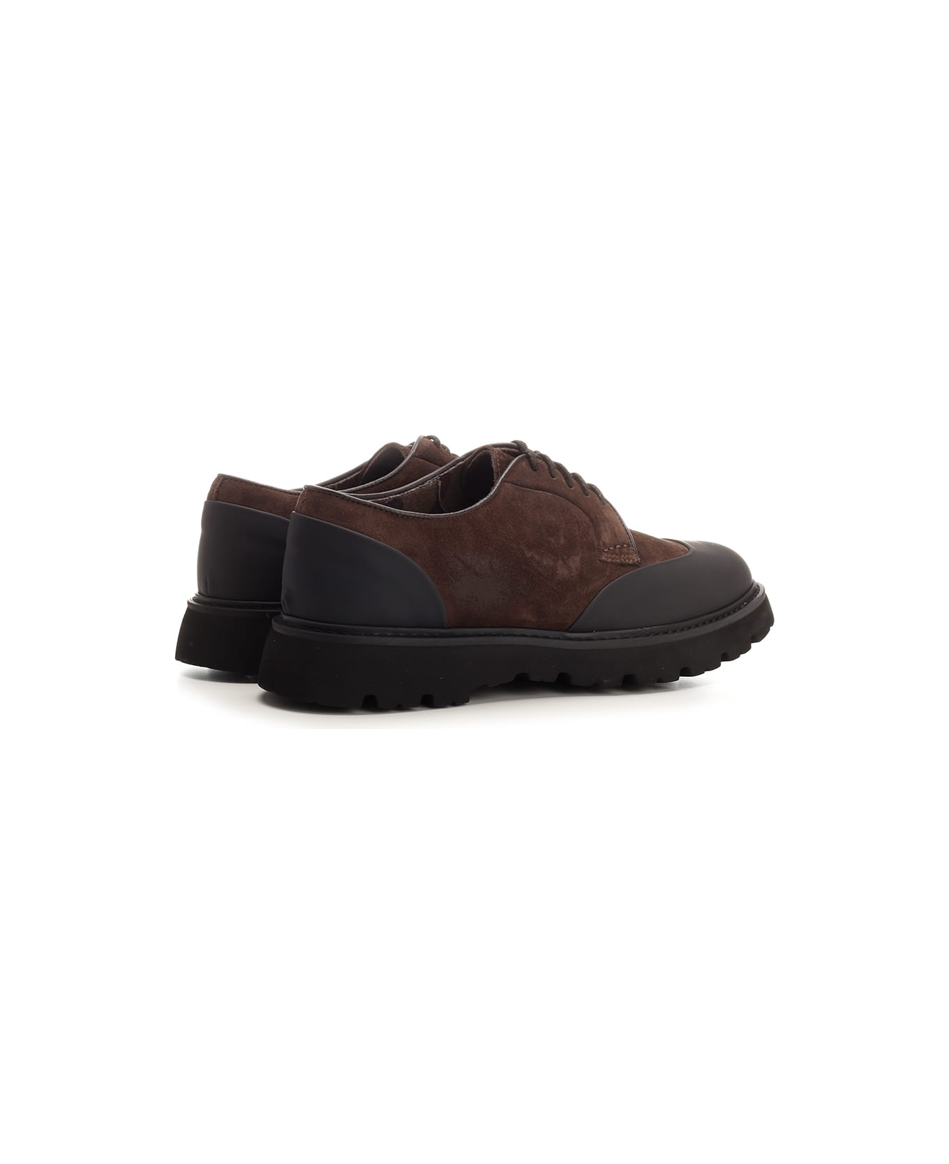 Doucal's Suede And Rubber Lace-up Shoes - Moro