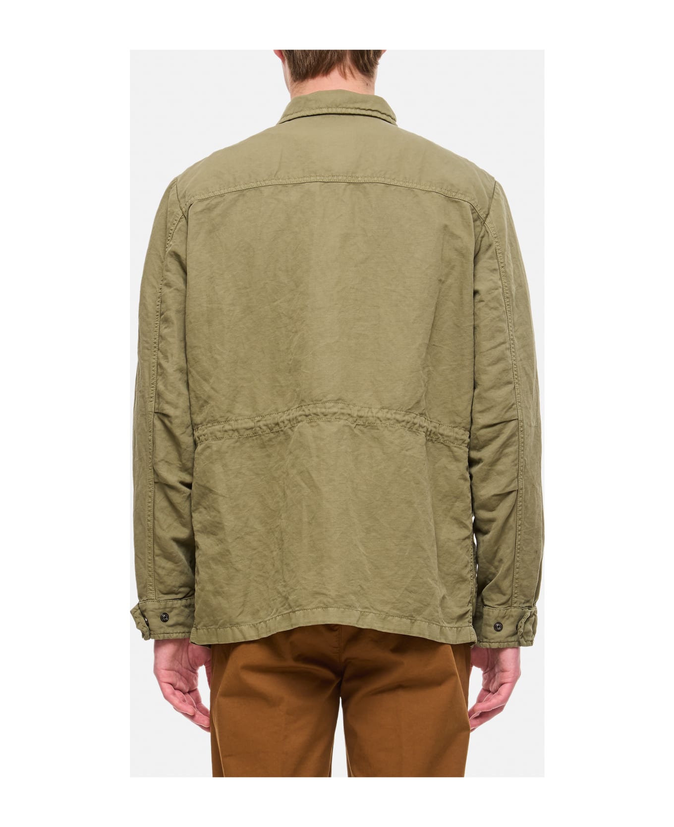Fay Cotton Linen Field Jacket - Green