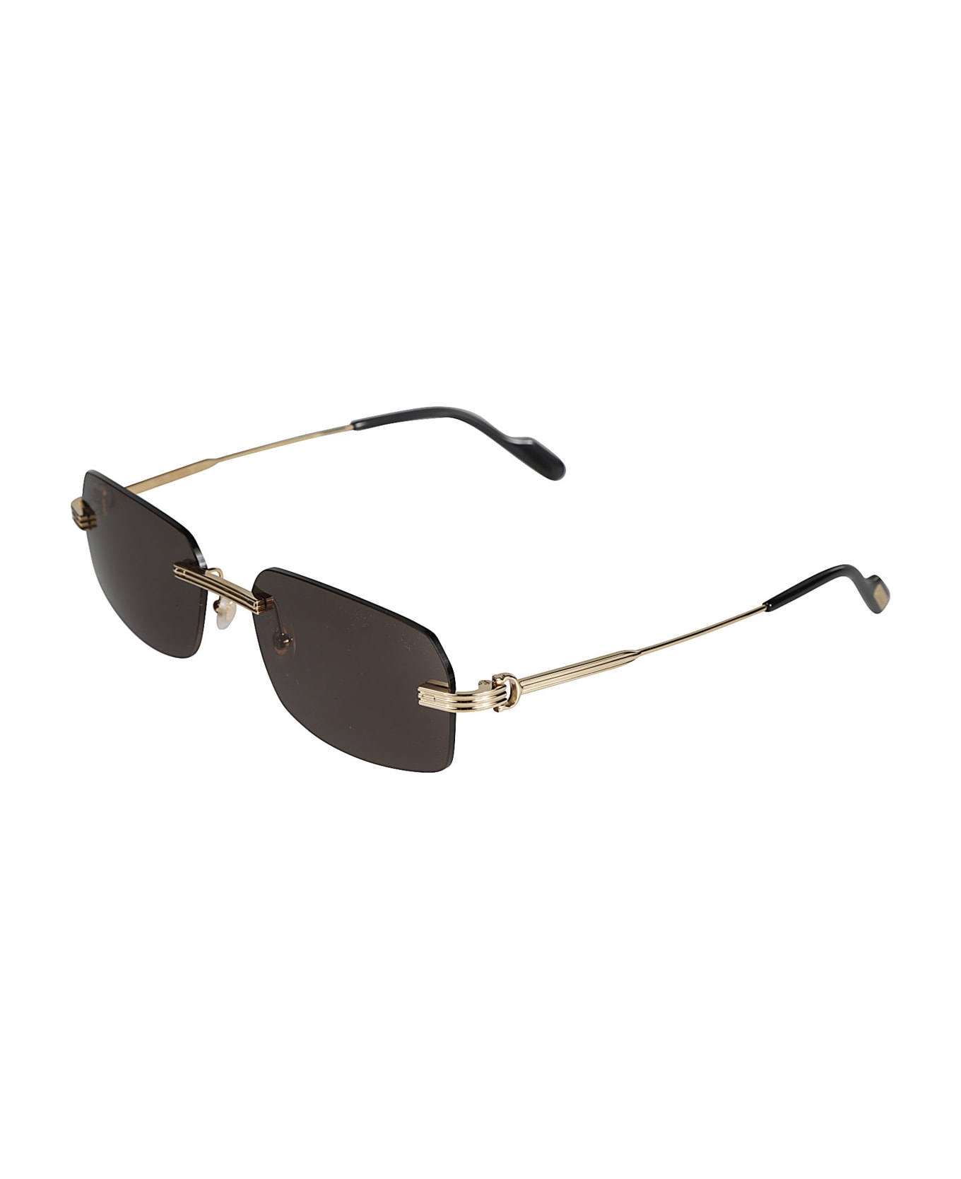Cartier Eyewear Straight Bridge Rimless Sunglasses - Gold/Grey